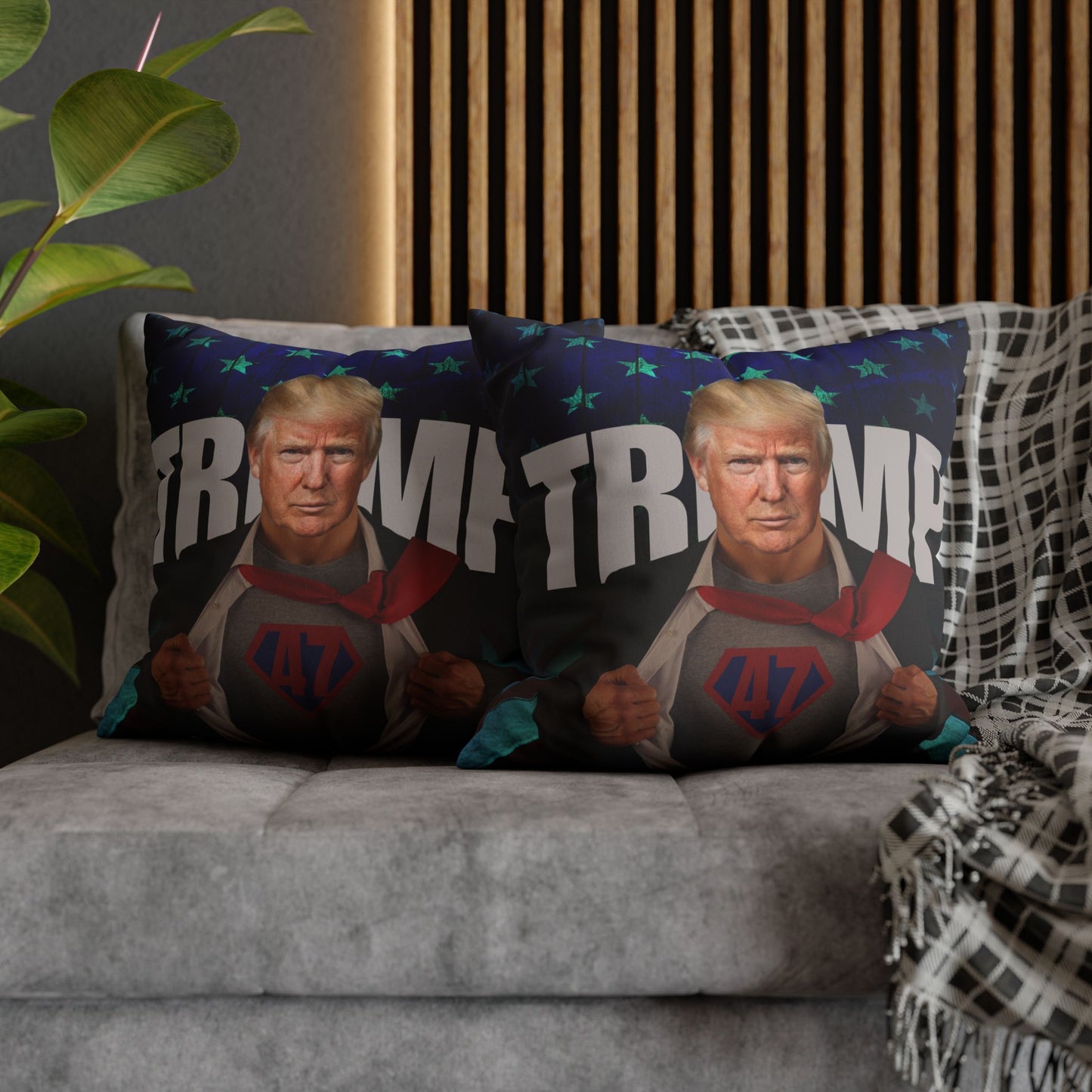 Trump Superhero Faux Suede Pillowcase - Patriotic Home Decor