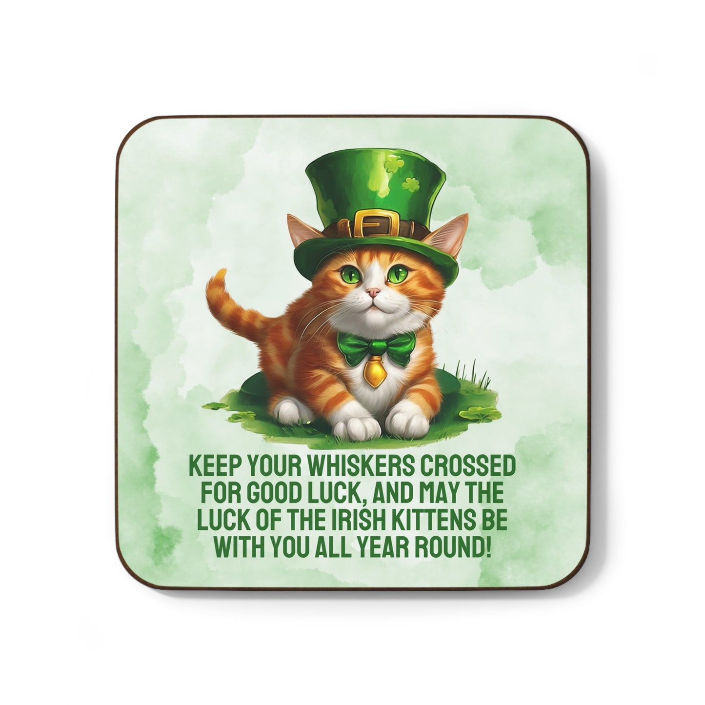 Irish Kitten Wish Hardboard Back Coaster