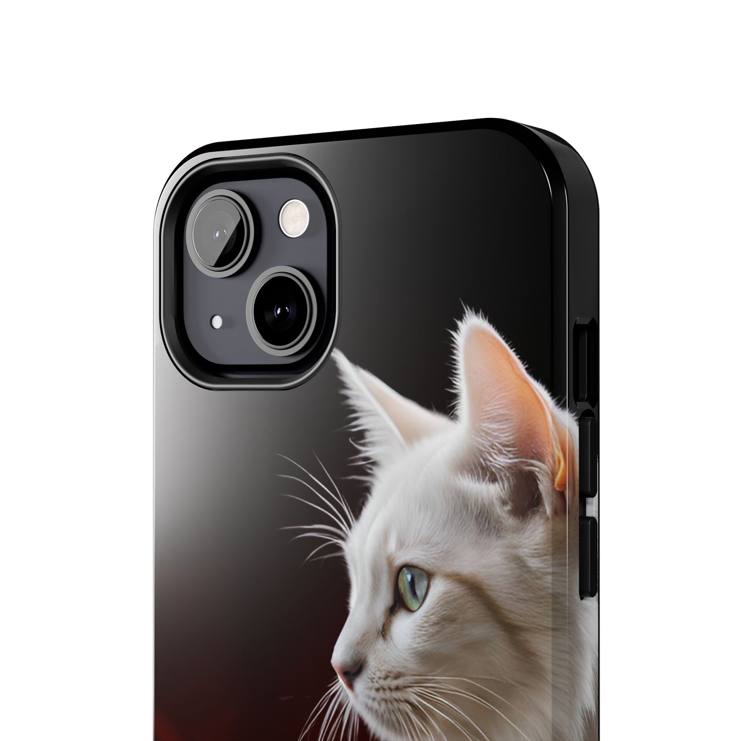 Stylish Tough Phone Case with White Cat Portrait - Perfect for Cat Lovers!