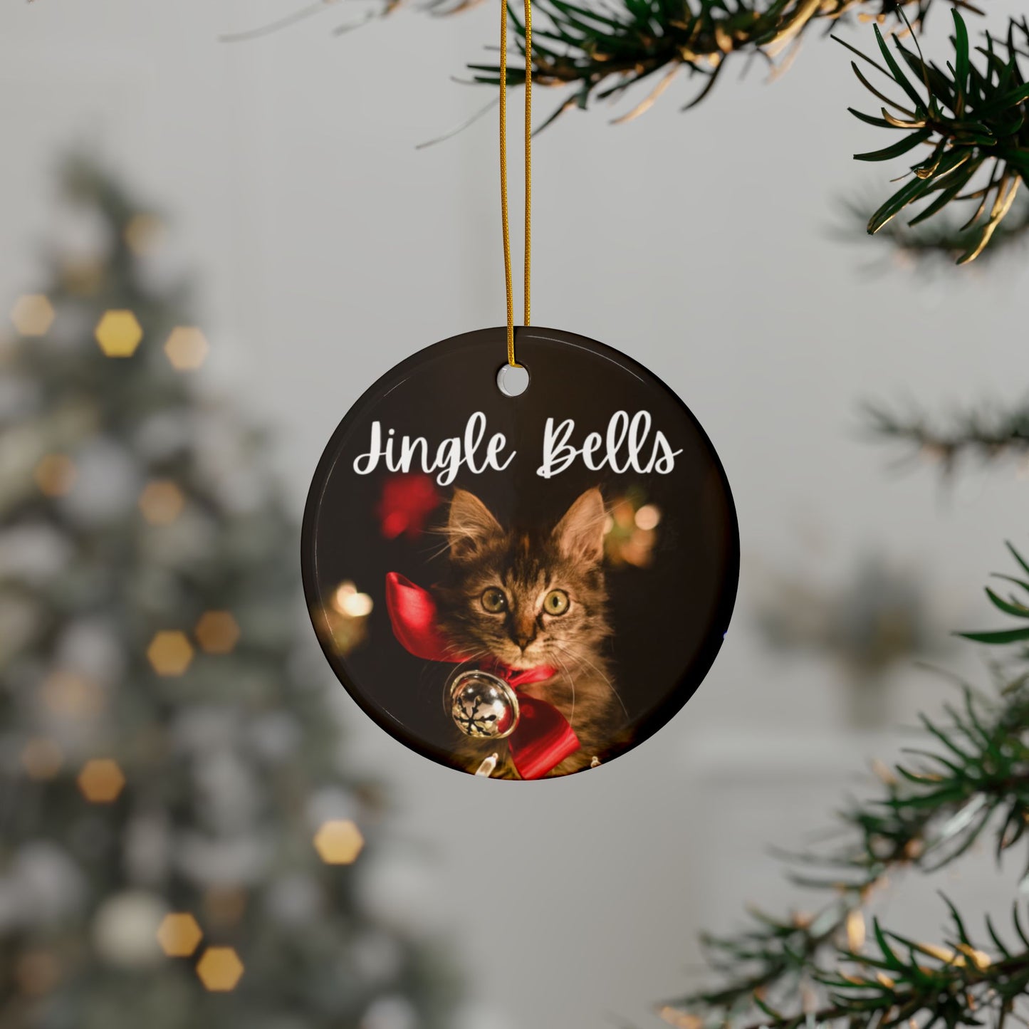 Jingle Bells Ceramic Ornament, 2-Side Print