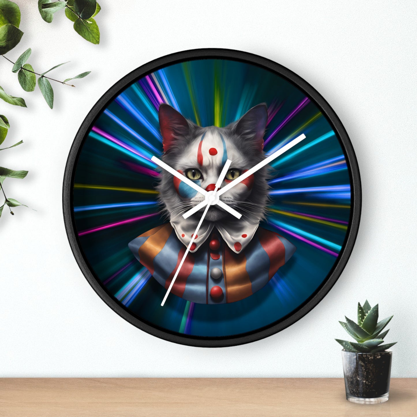 Playful Cat Wall Clock - Colorful Retro Vibe for Cat Lovers