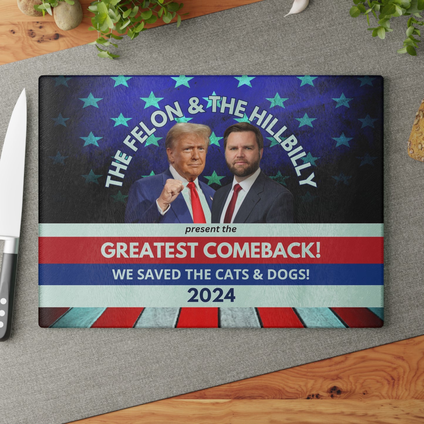 Felon & Hillbilly Greatest Comeback Glass Cutting Board