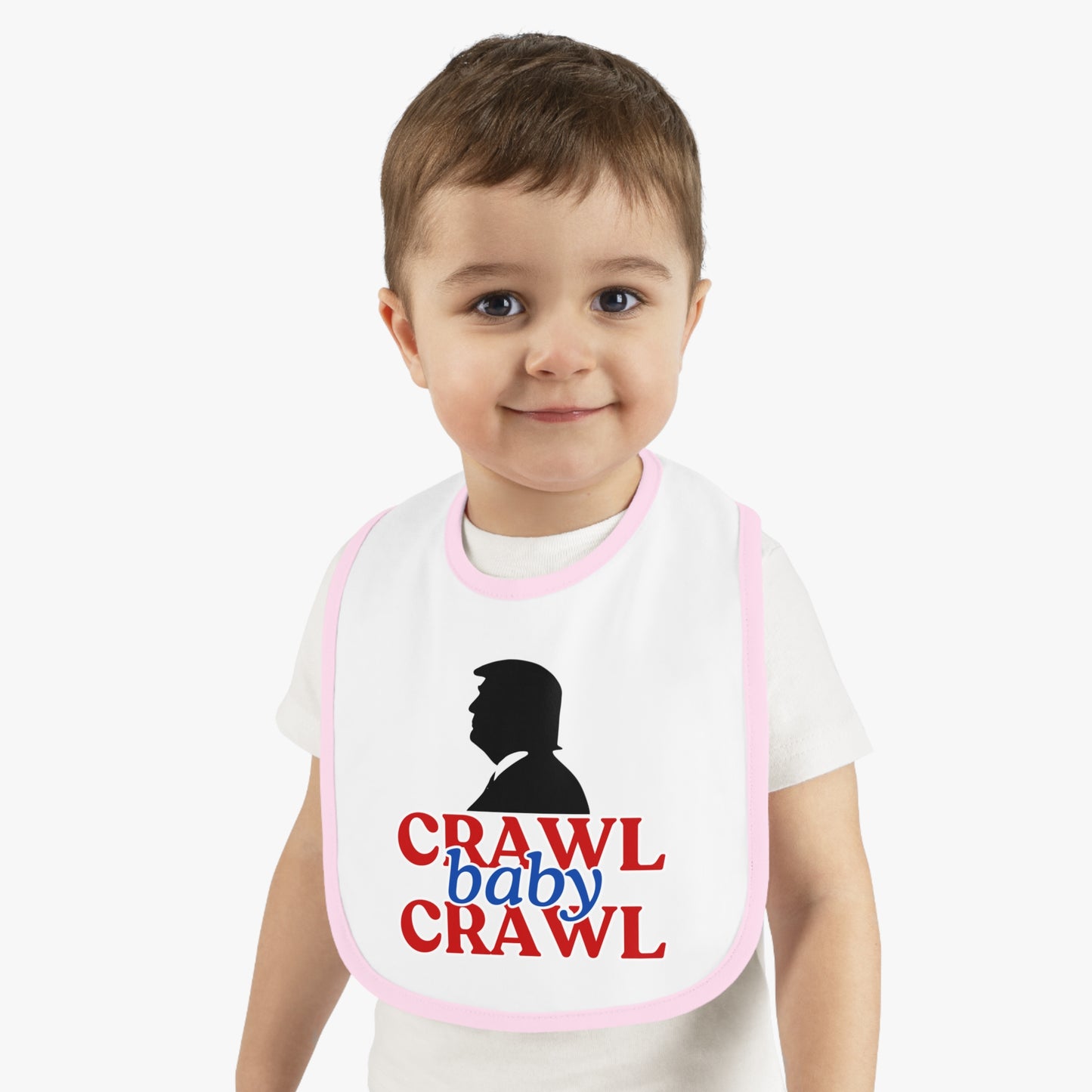 Crawl Baby Crawl Bib - Fun Contrast Trim Jersey Bib for Your Little One