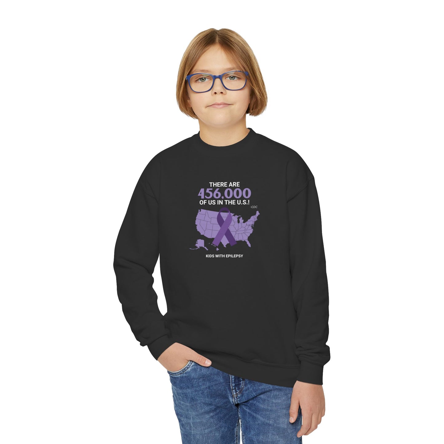 456,000 of Us Epilepsy Awareness Youth Crewneck Sweatshirt