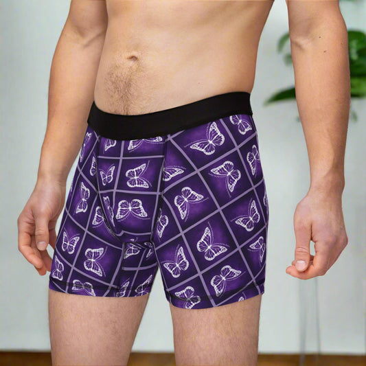 Epilepsy Awareness Men's Boxers with Purple Butterfly Design