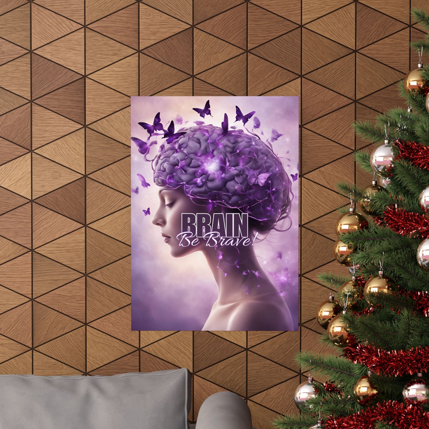 Purple Brain Be Brave Matte Vertical Posters