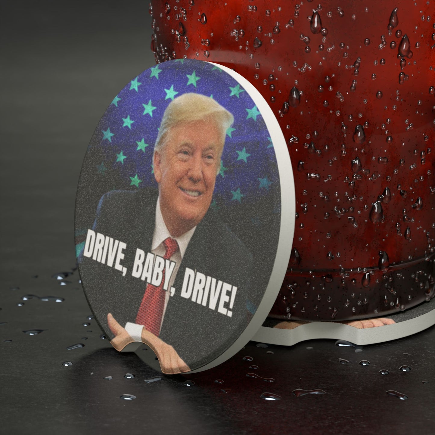 Trump Drive Baby Drive Soapstone Car Coaster