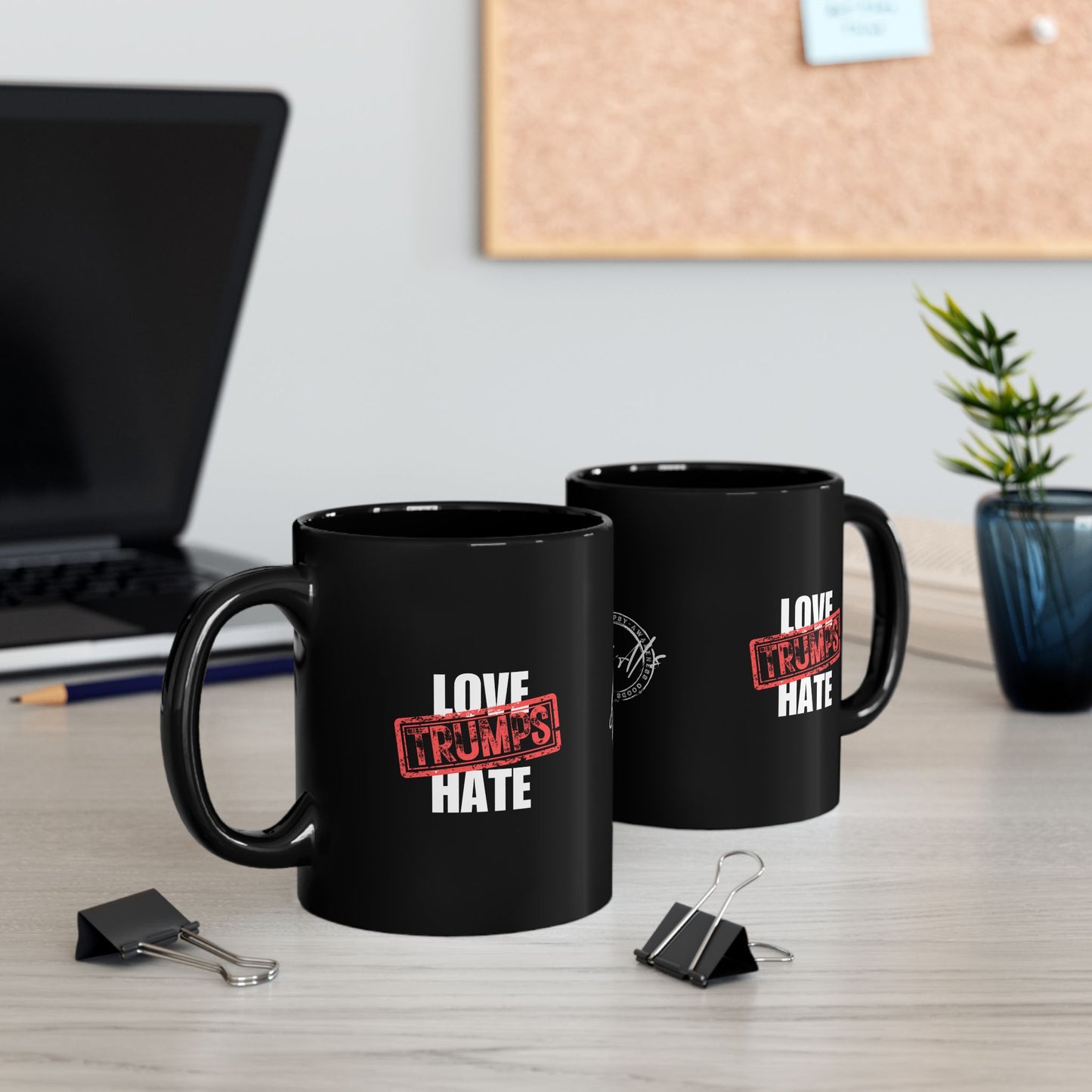 Love Trumps Hate Black Mug (11oz, 15oz)