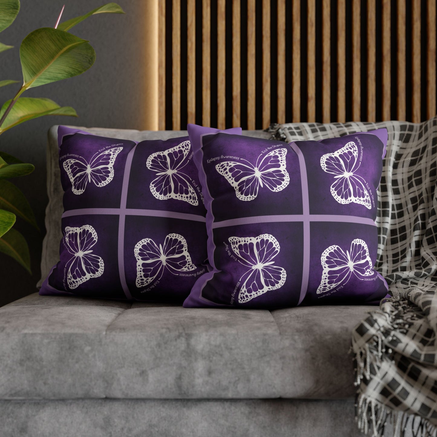 Butterfly Faux Suede Pillowcase for Epilepsy Awareness