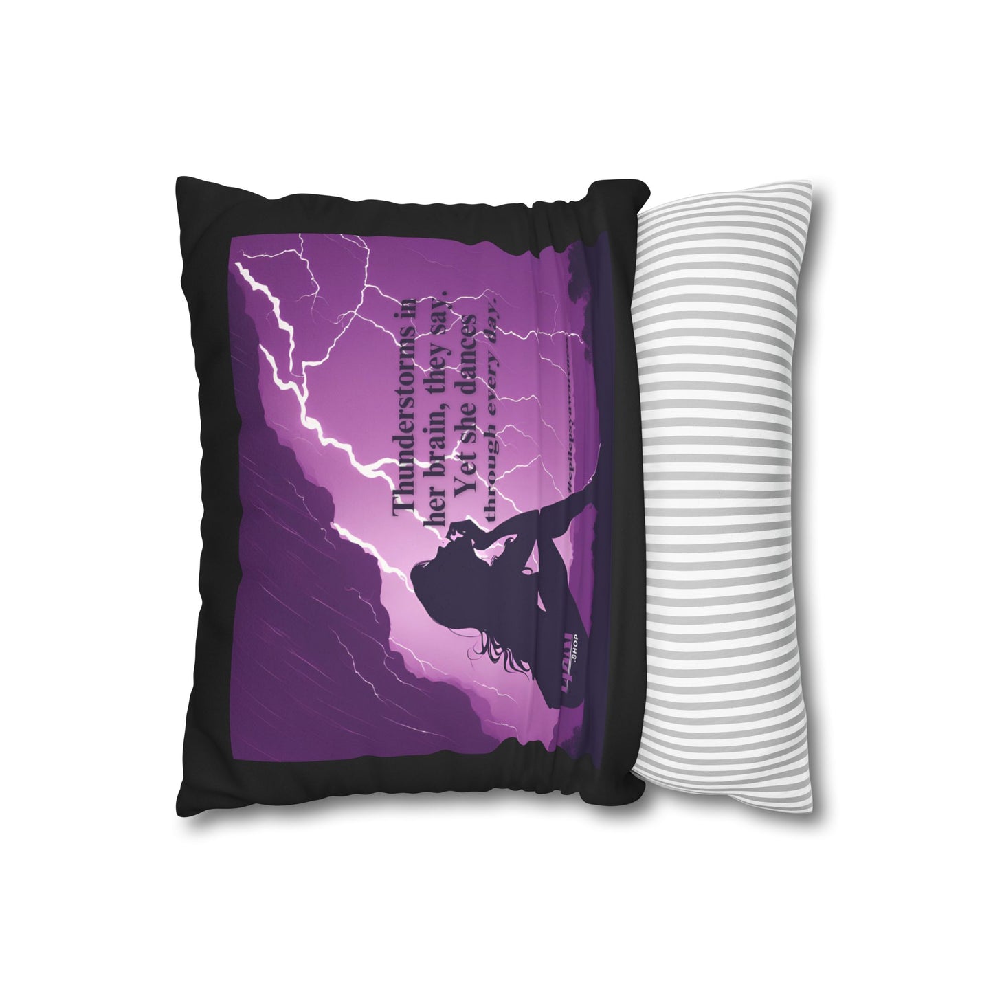 Empowerment Faux Suede Pillowcase - 'Thunderstorms in Her Brain' Design for Epilepsy Awareness