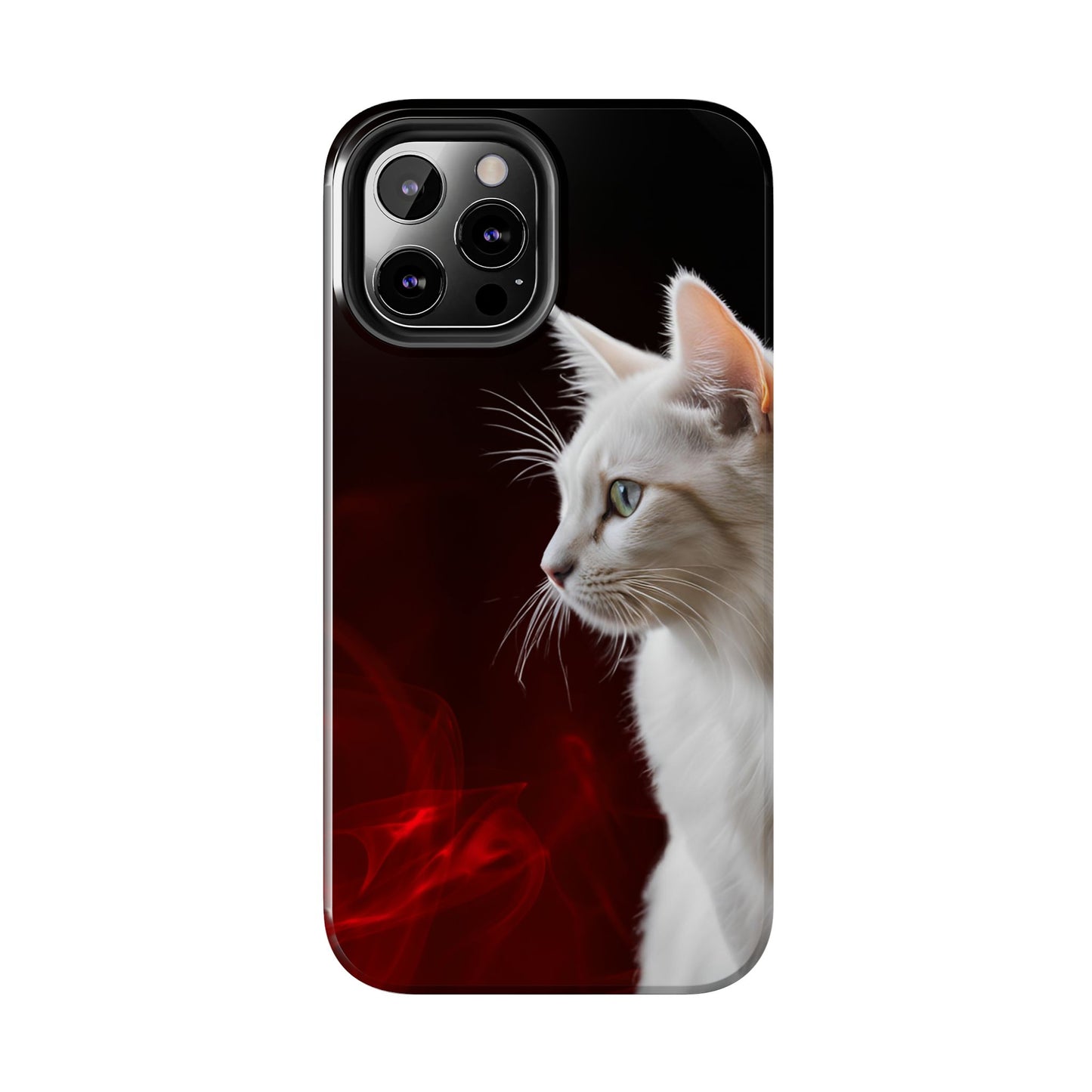 Stylish Tough Phone Case with White Cat Portrait - Perfect for Cat Lovers!