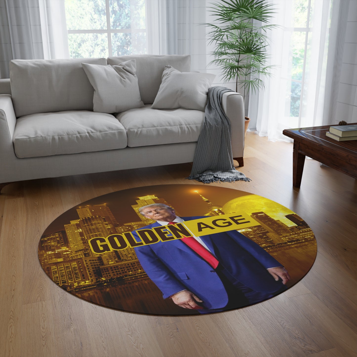 Golden Age Round Rug - Unique Decorative Floor Mat