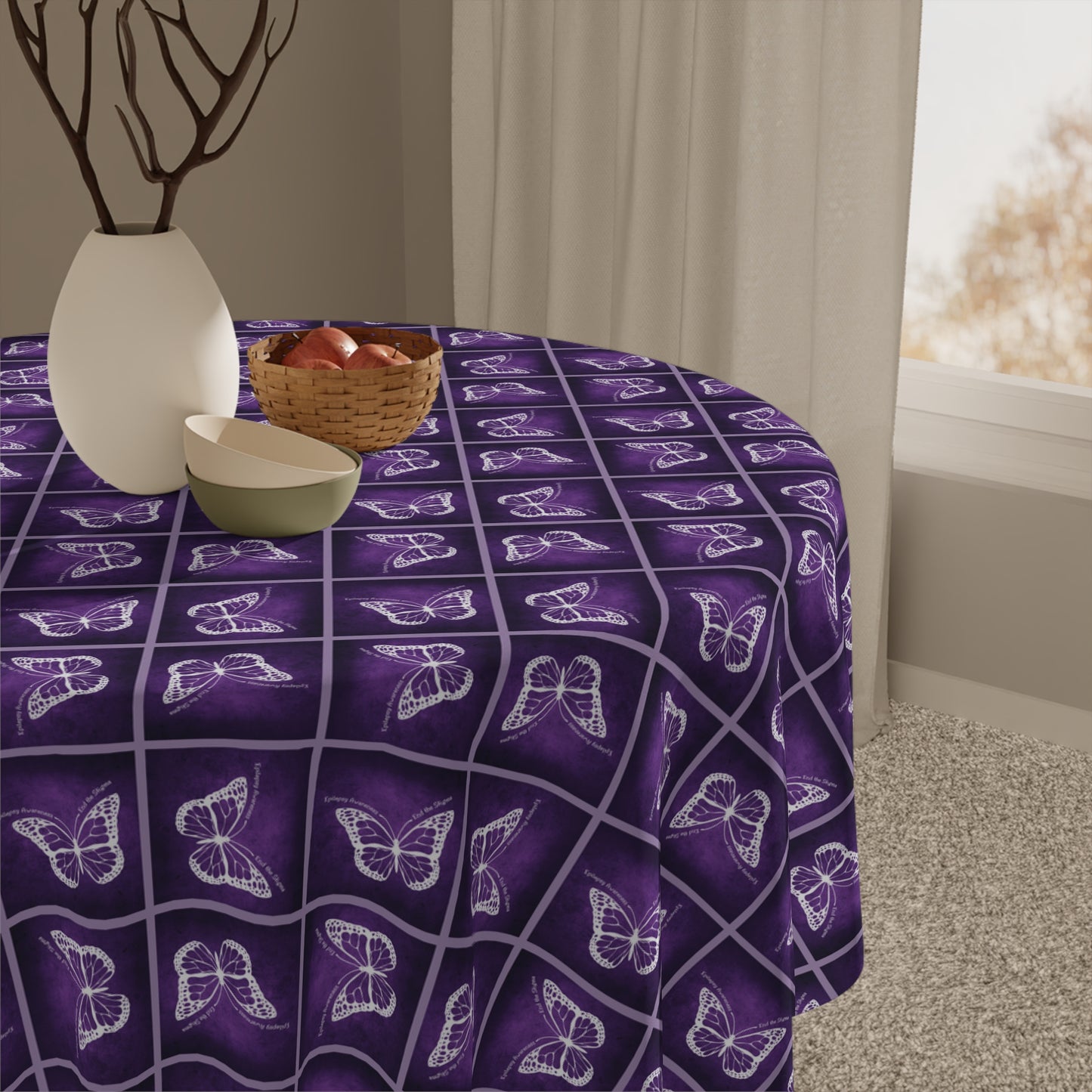 Purple Butterfly Design Purple Tablecloth