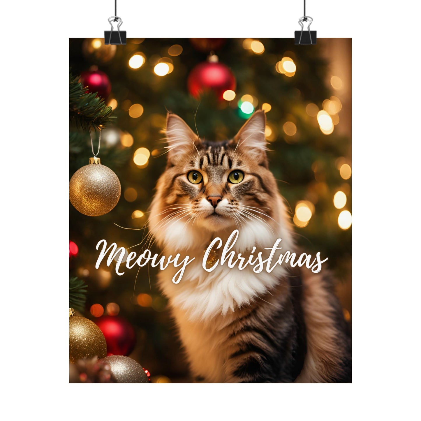 Meowy Christmas Kitty Matte Vertical Posters