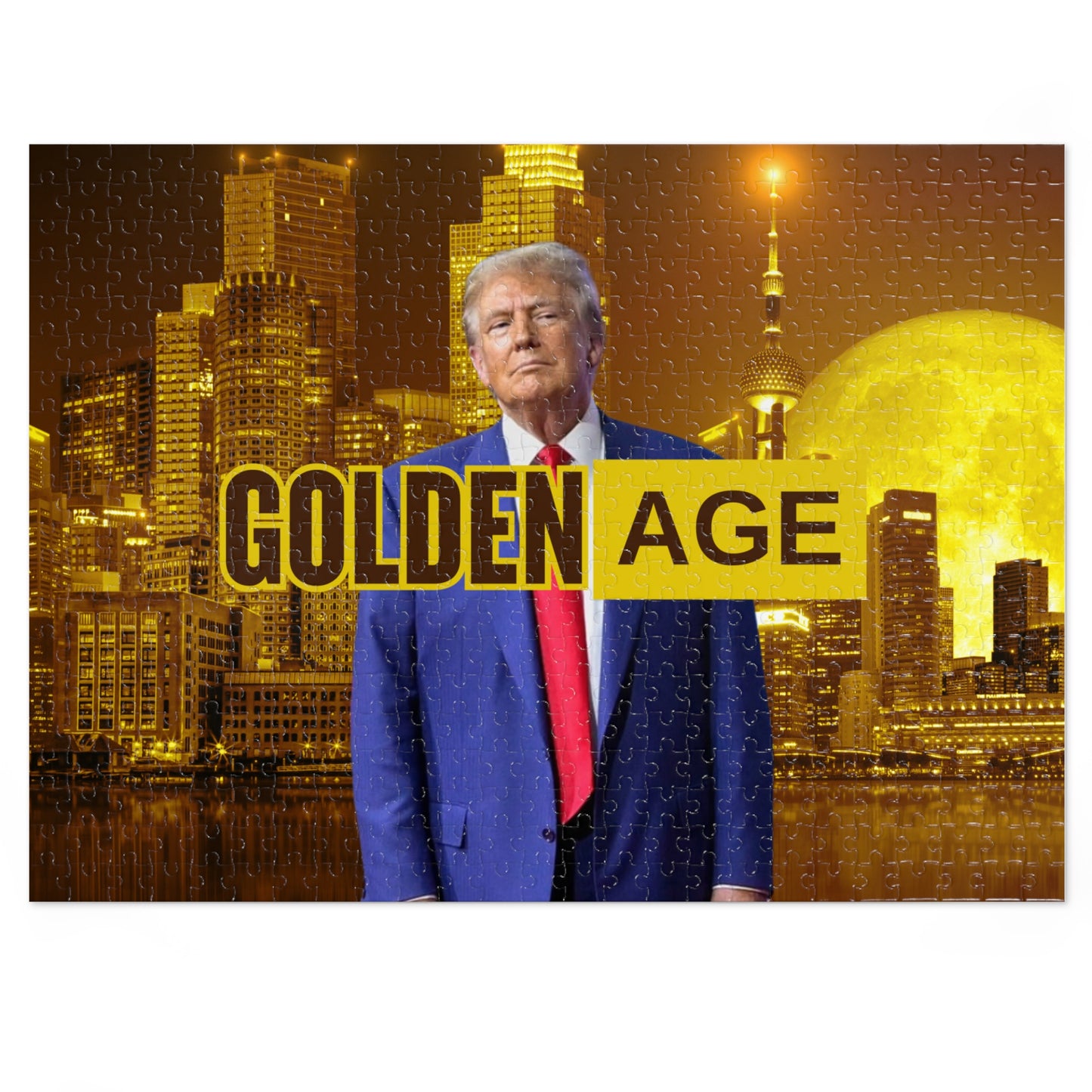 Trump's Golden Age Jigsaw Puzzle with Tin