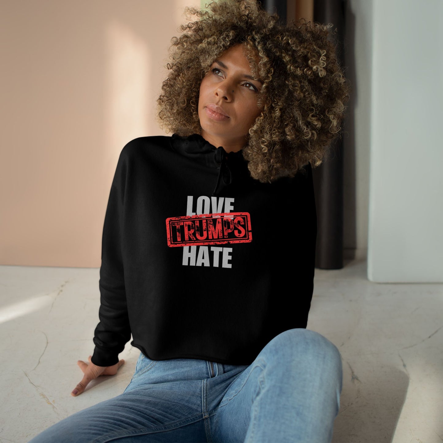 Love Trumps Hate Crop Hoodie