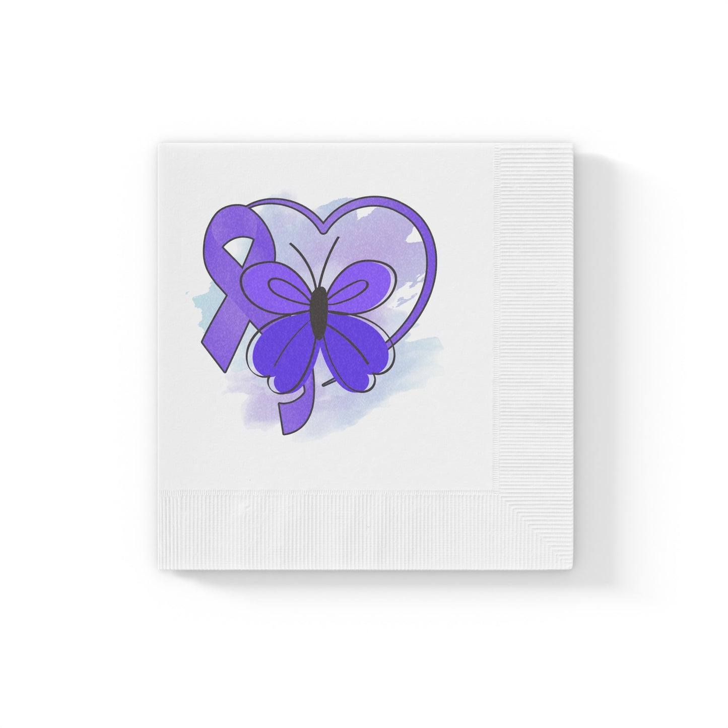 Simple Purple Butterfly Epilepsy Awareness White Coined Napkins