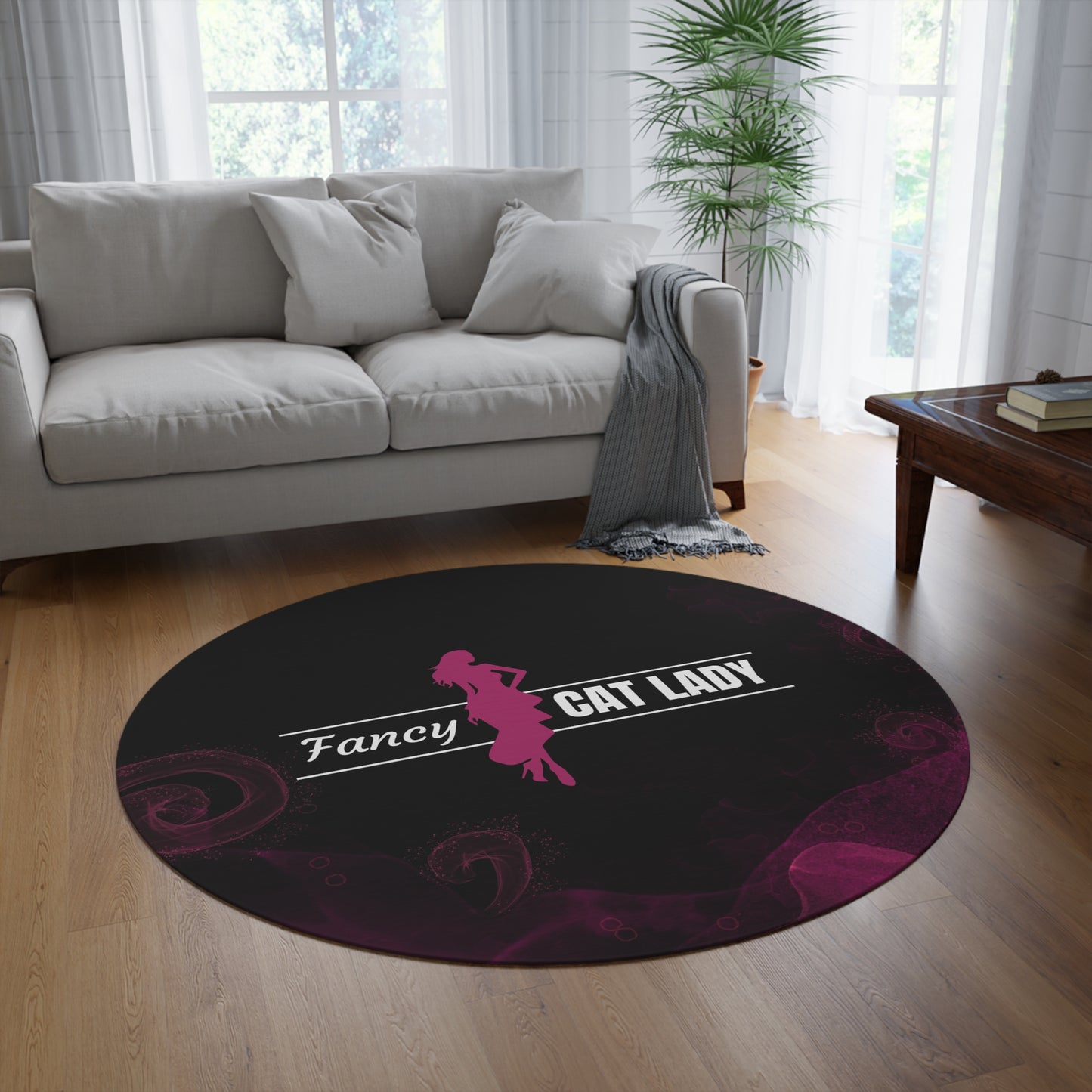 Fancy Cat Lady Round Rug - Perfect Décor for Cat Lovers