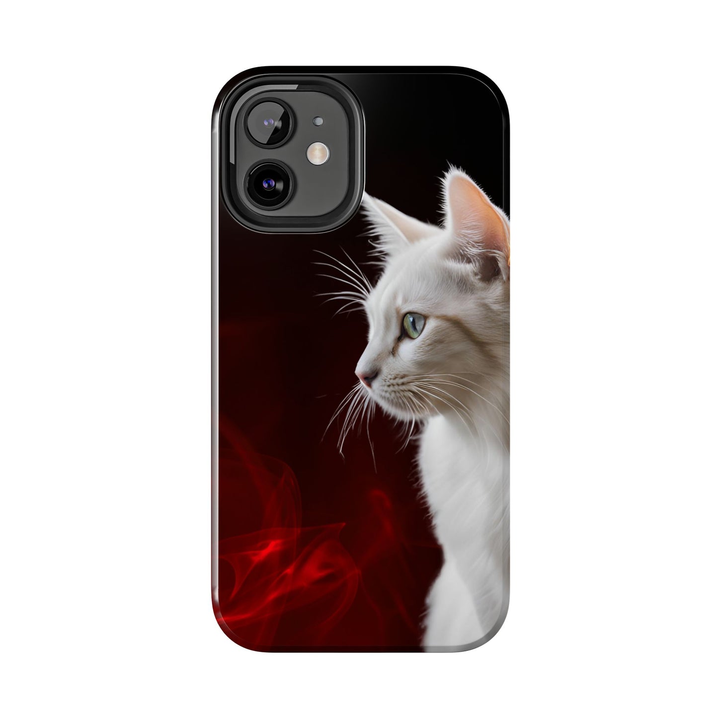 Stylish Tough Phone Case with White Cat Portrait - Perfect for Cat Lovers!