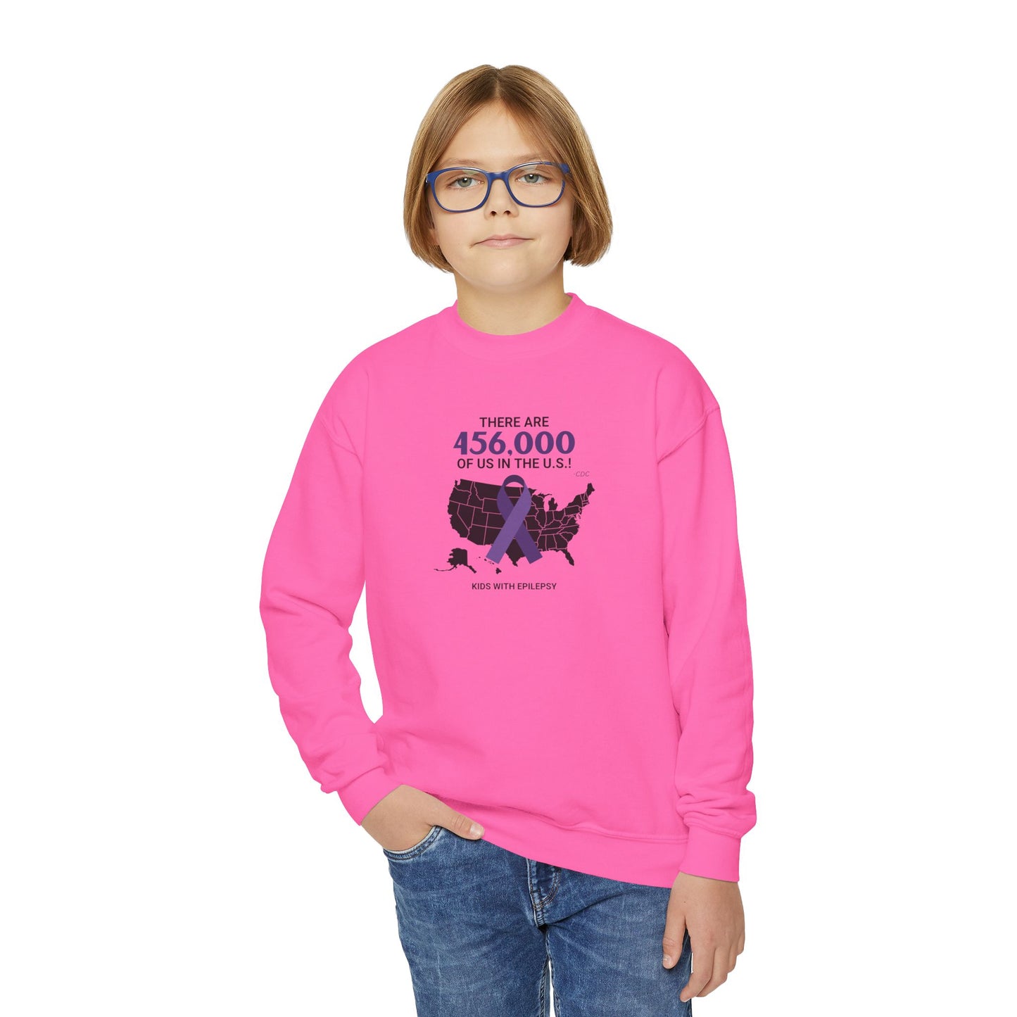 456,000 of Us Epilepsy Awareness Youth Crewneck Sweatshirt