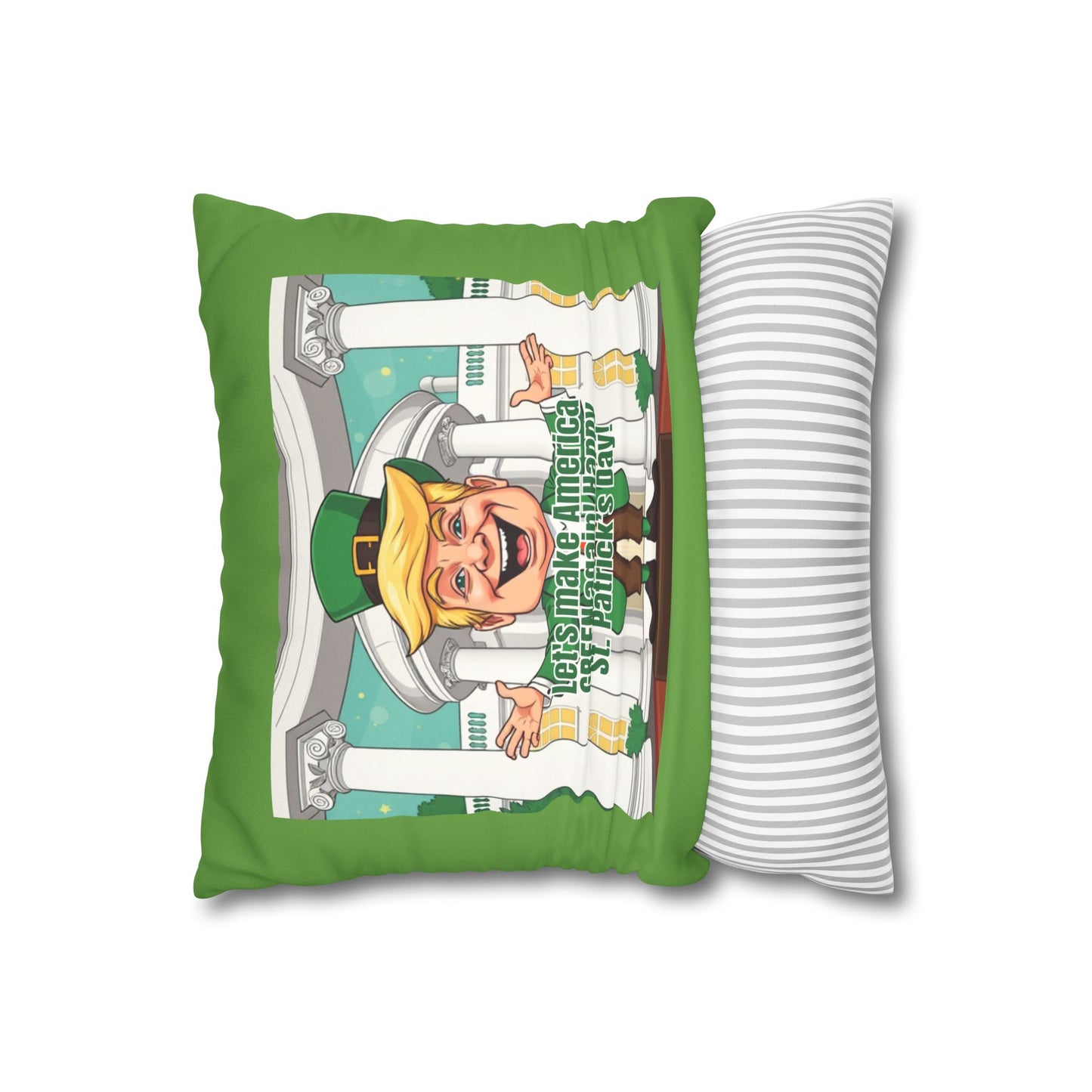 St. Patrick's Day Faux Suede Pillowcase - 'Let's Make America Green Again!'