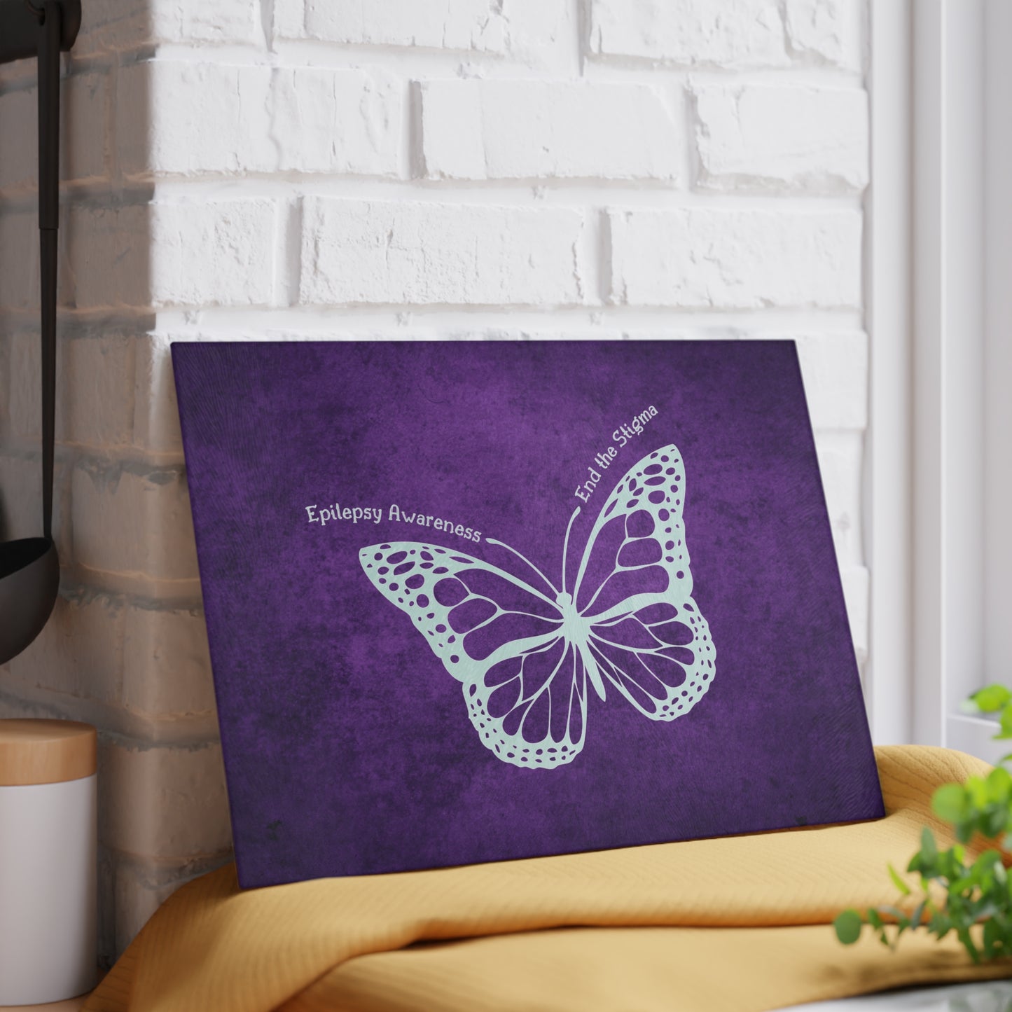 Epilepsy Awareness Glass Cutting Board - End the Stigma