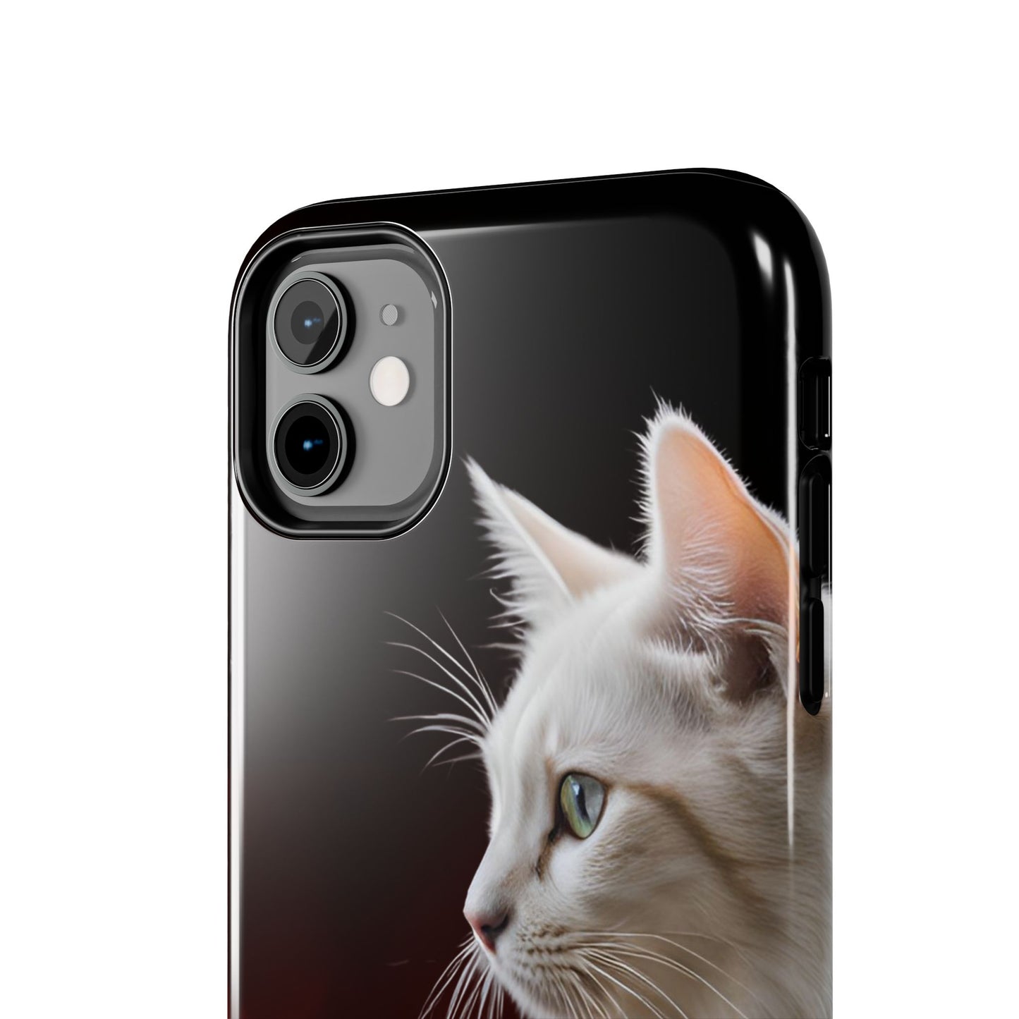 Stylish Tough Phone Case with White Cat Portrait - Perfect for Cat Lovers!