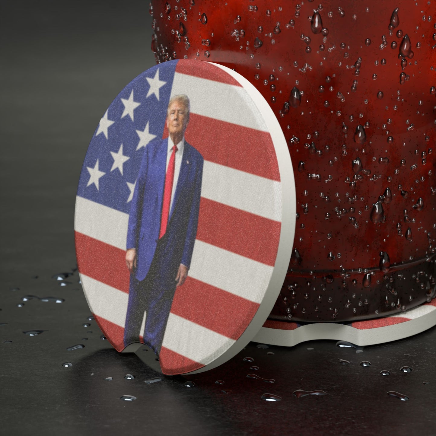 Patriotic Soapstone Car Coaster - Donald Trump Design