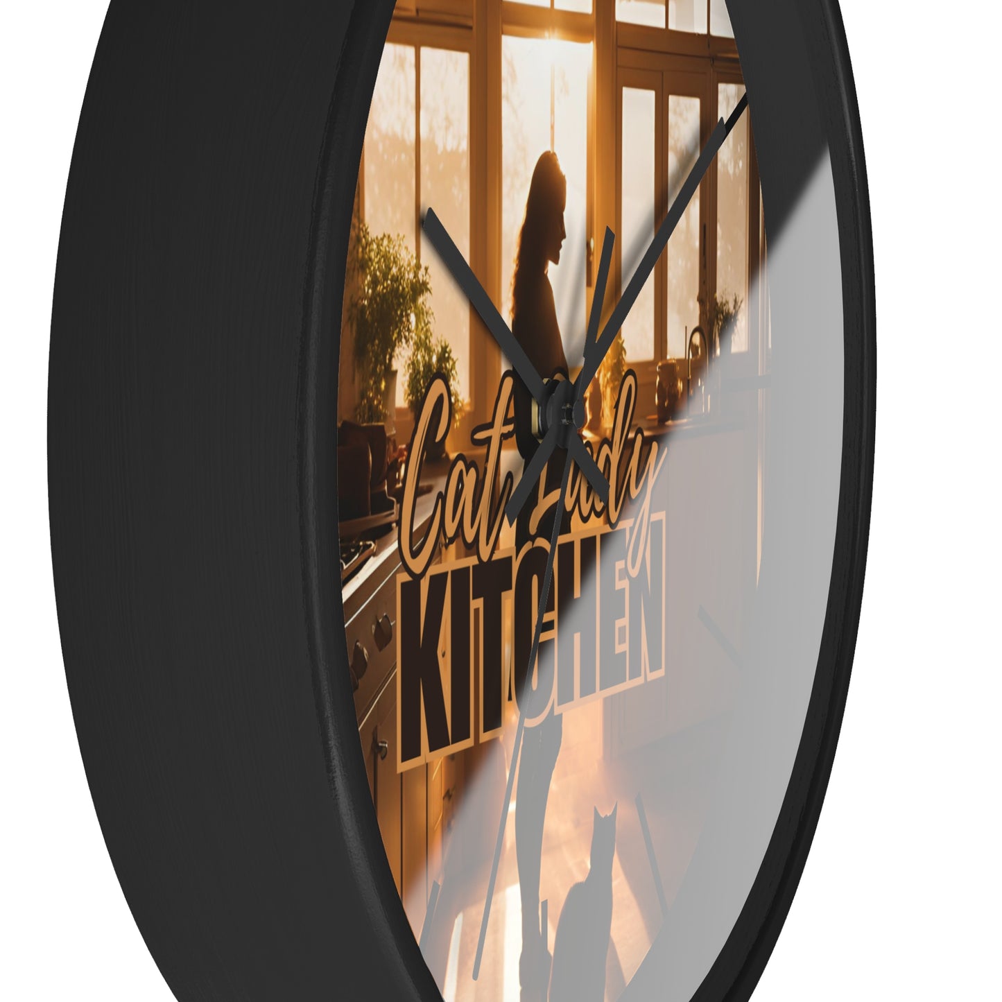 Brown Cat Lady Kitchen Wall Clock