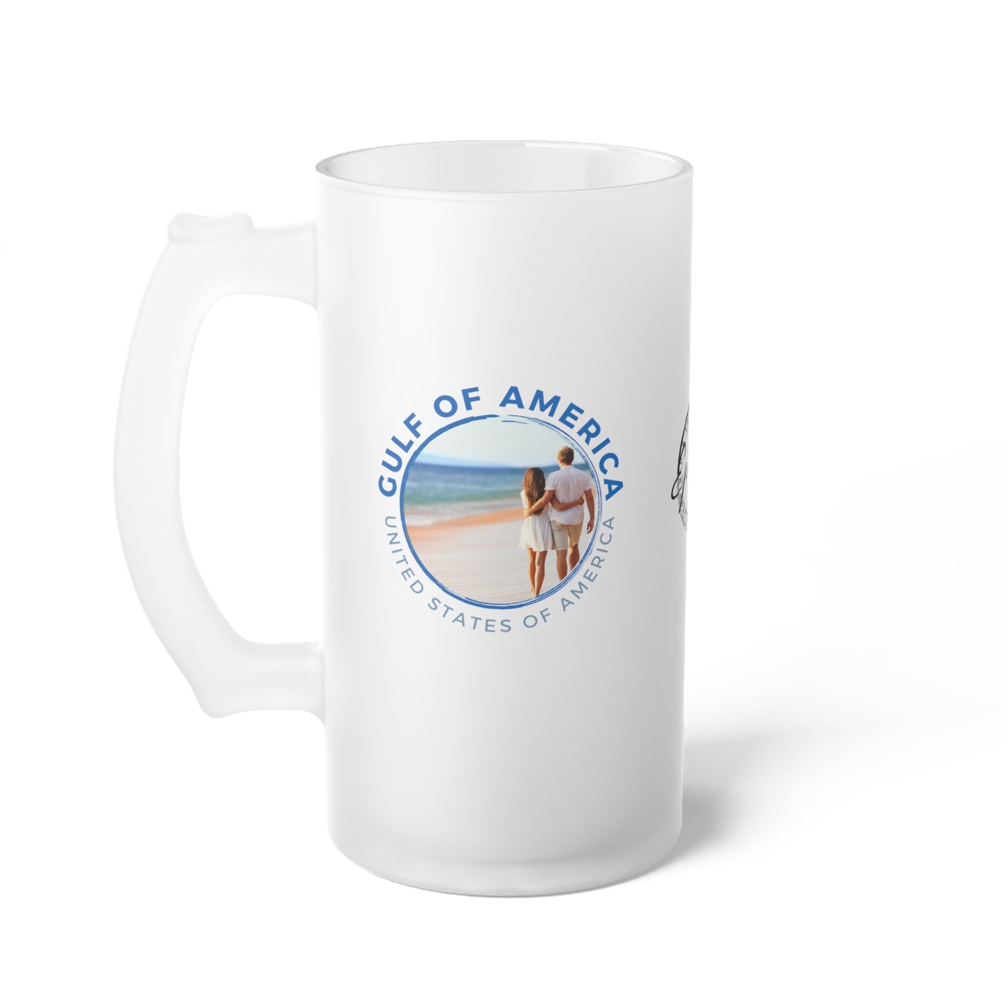 Gulf of America USA Frosted Glass Beer Mug