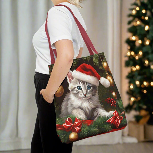 Christmas Kitten Christmas Tote Bag