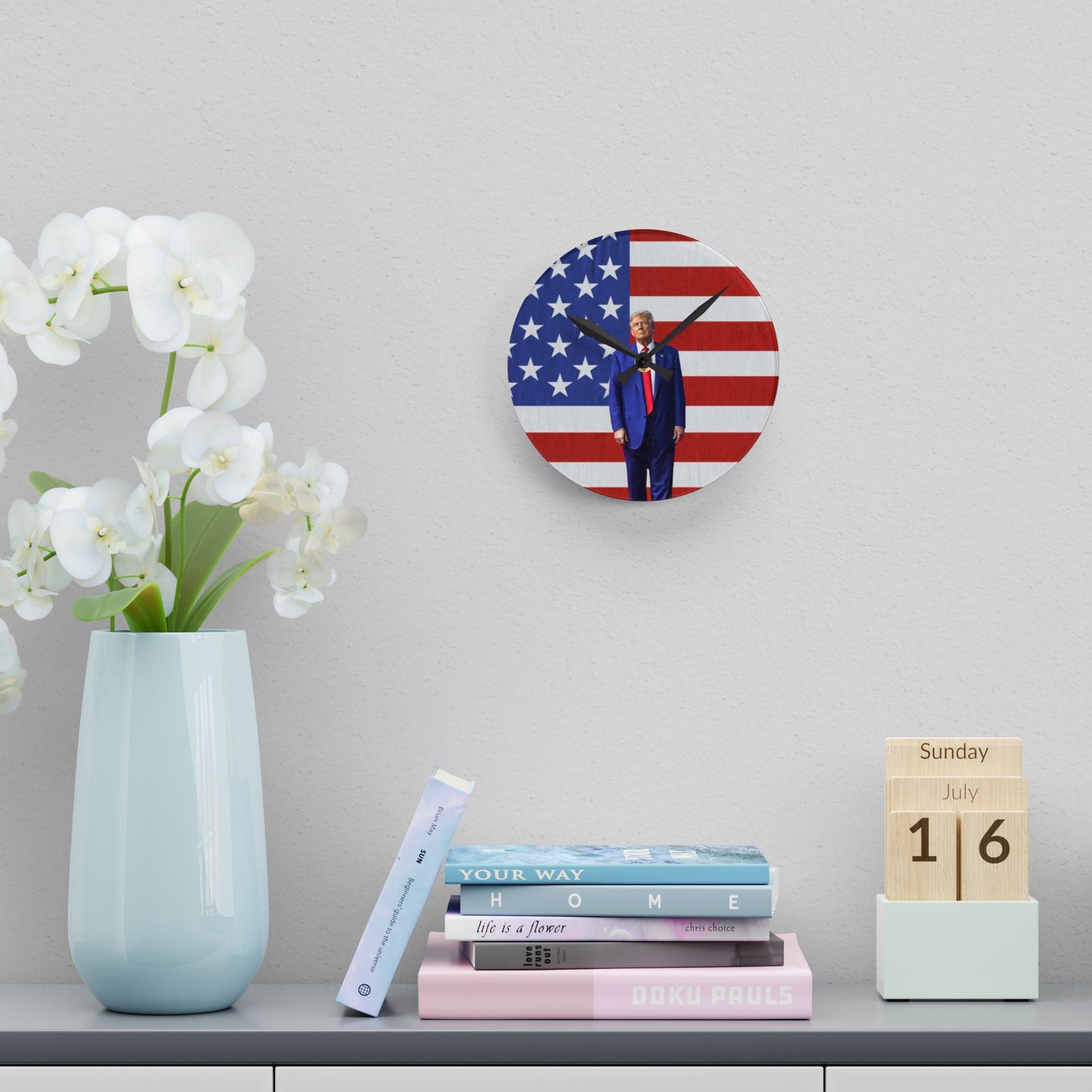 Patriotic Donald Trump Acrylic Wall Clock