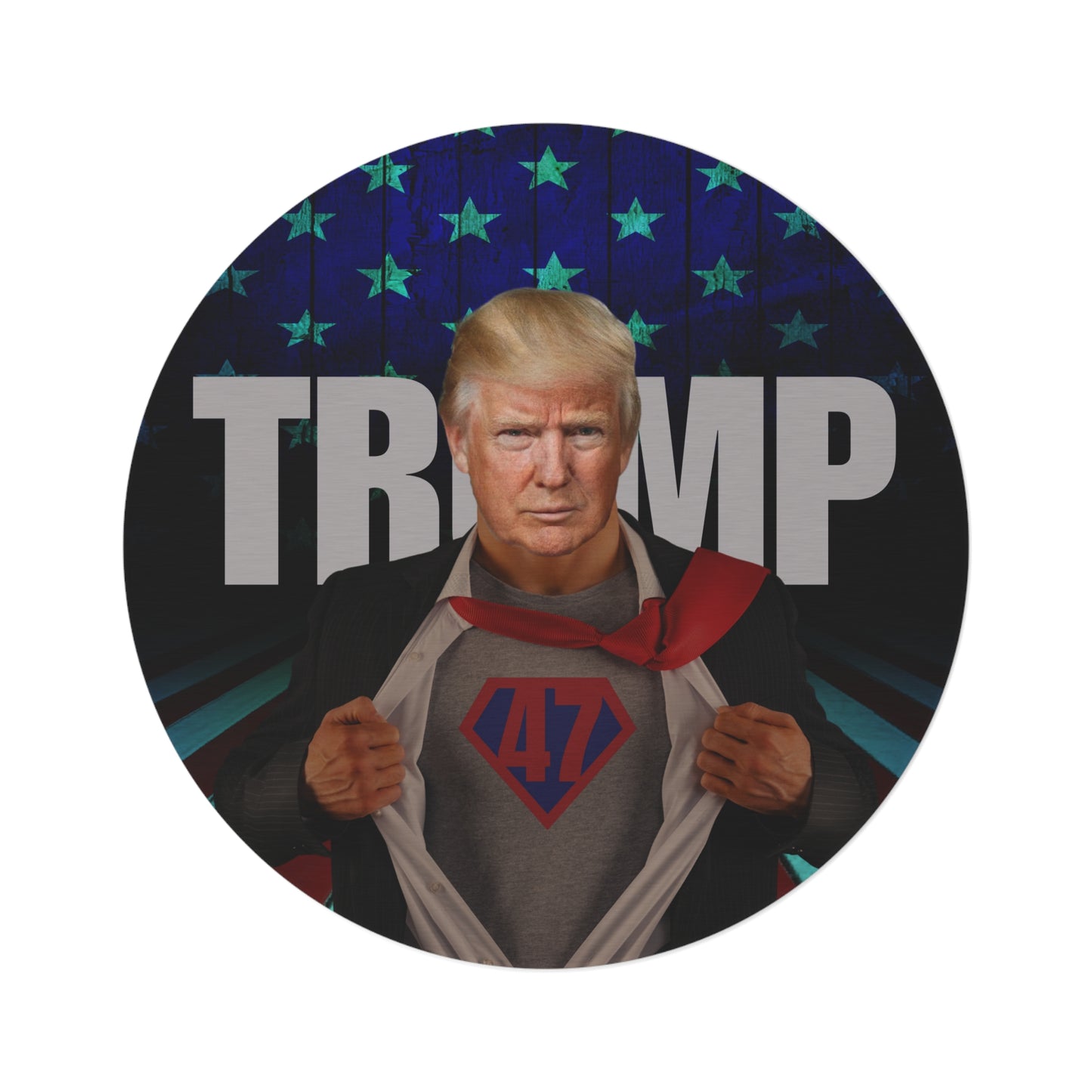 Trump Superhero Round Rug - Patriotic Home Decor