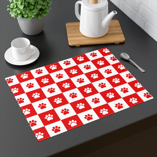 Red & White Paws Placemat, 1pc