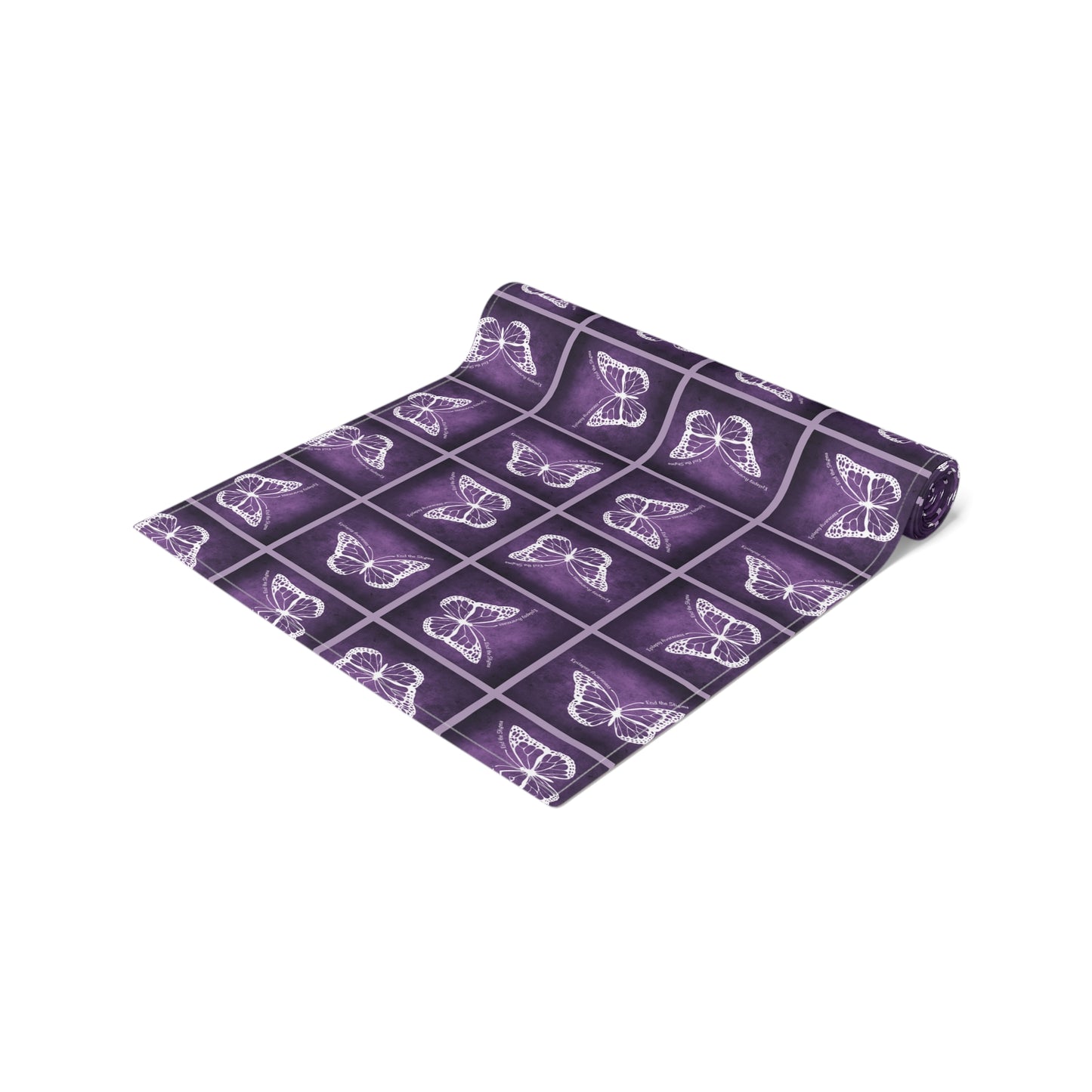 Elegant Purple Butterfly Design Table Runner