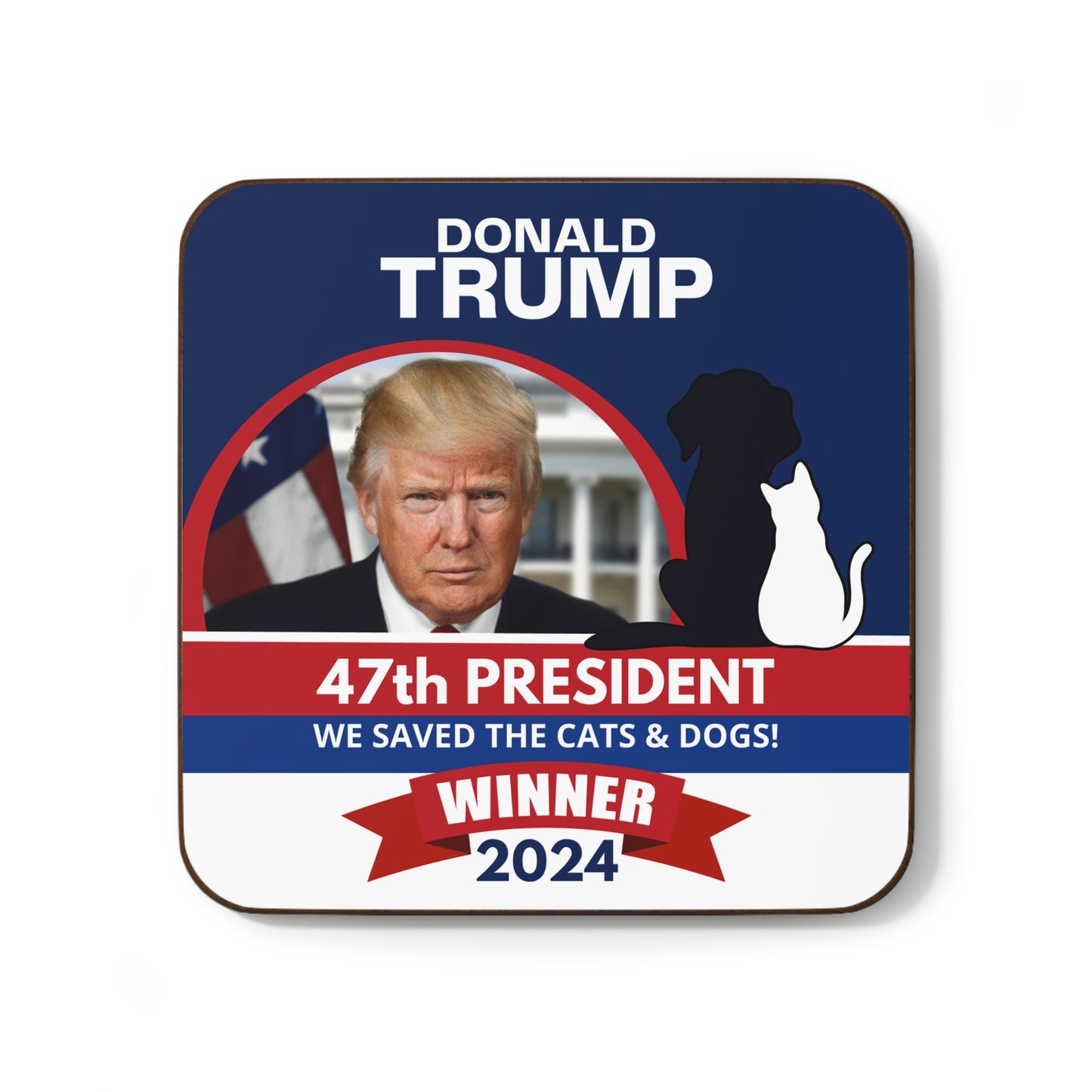 Trump 47th President Hardboard Back Coaster