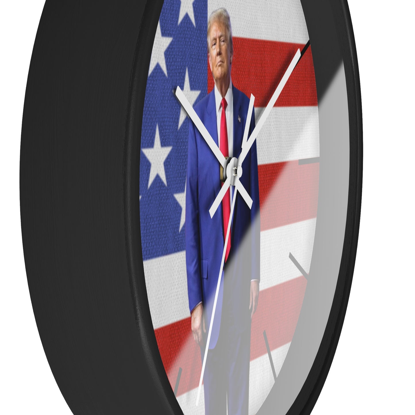 Patriotic Wall Clock with American Flag and Donald Trump