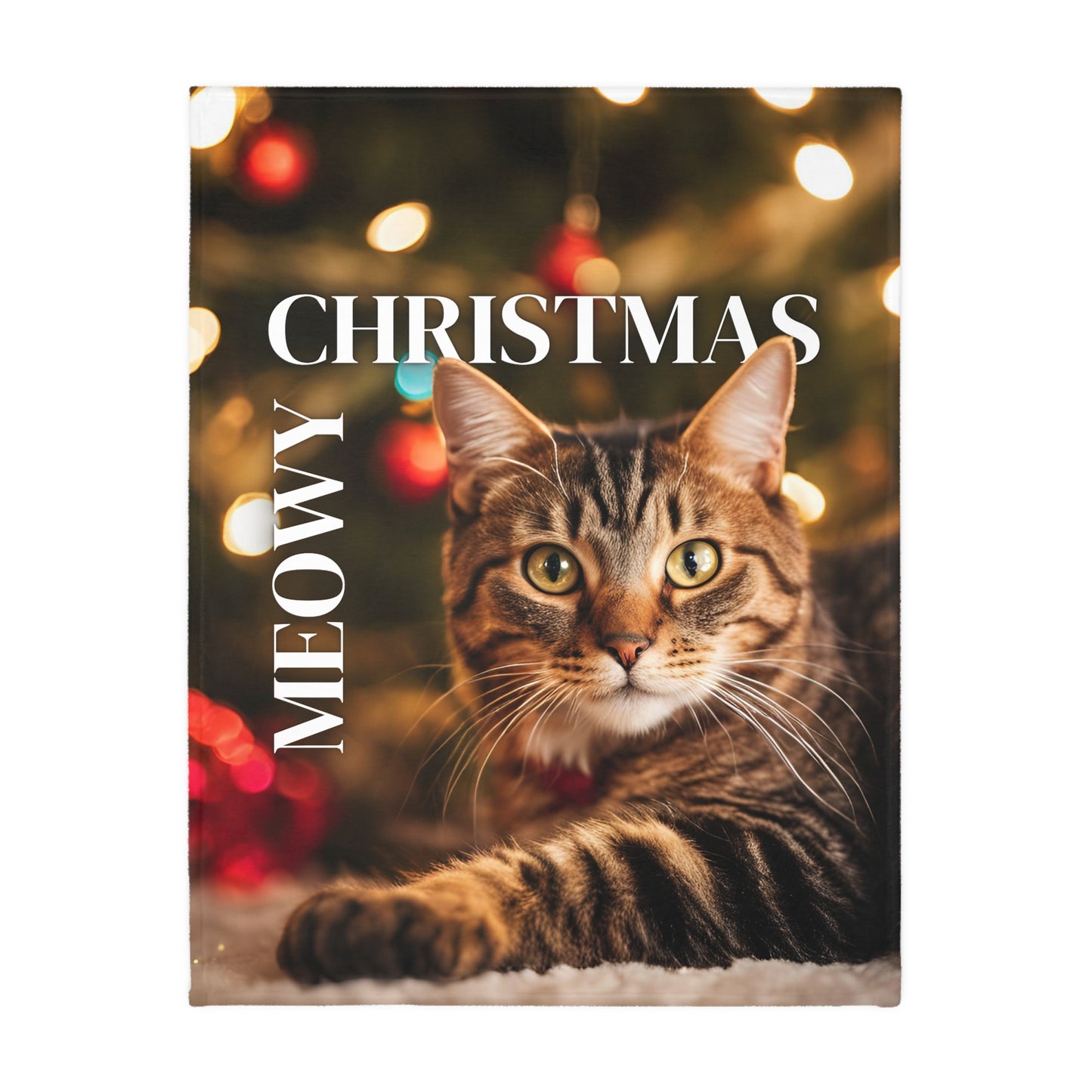 Meowy Christmas Velveteen Microfiber Blanket (Two-sided print)