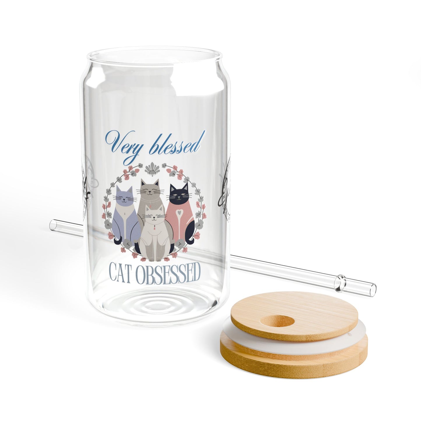 Very Blessed Cat Obsessed Sipper Glass, 16oz