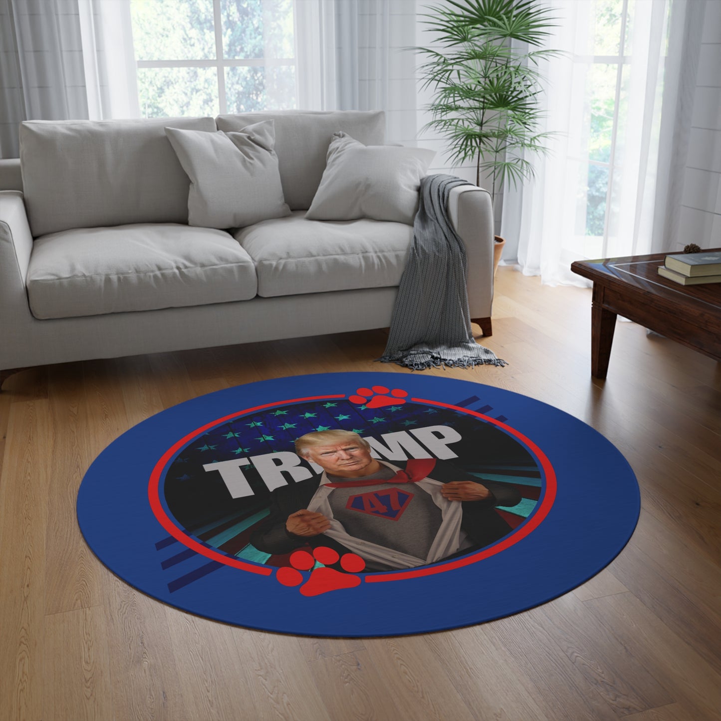 Superhero Trump Round Rug - Trump 47