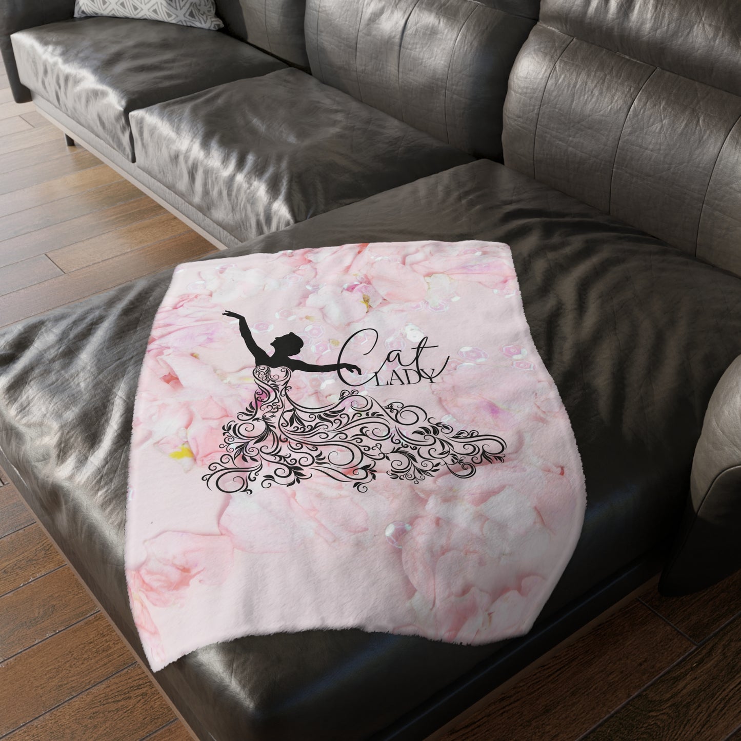 Dressy Cat Lady Velveteen Microfiber Blanket (Two-sided print)