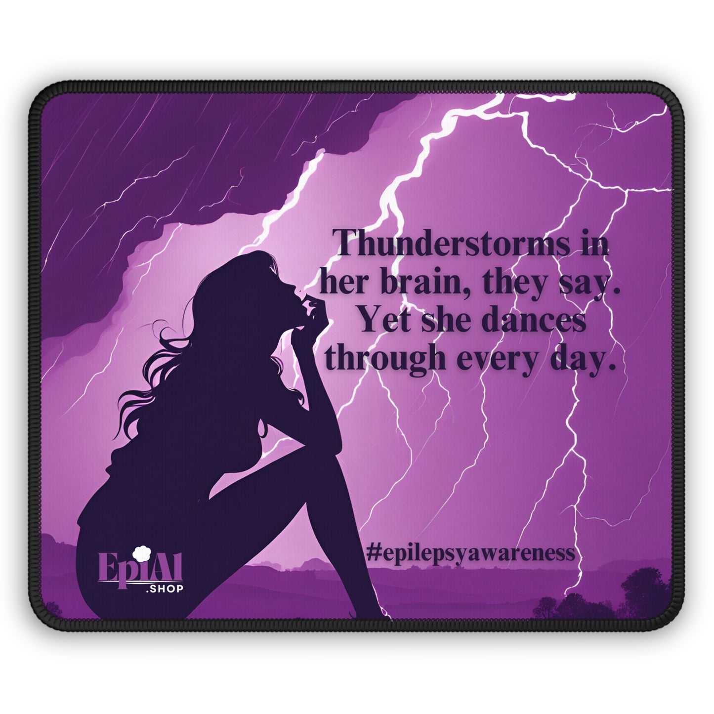 Epilepsy Awareness Gaming Mouse Pad - Thunderstorms in Her Brain Design