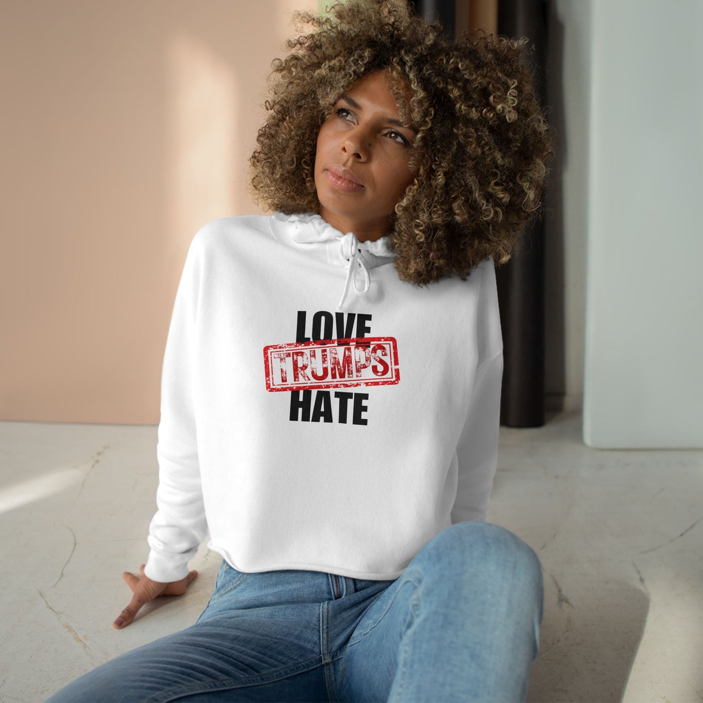 Love Trumps Hate Crop Hoodie