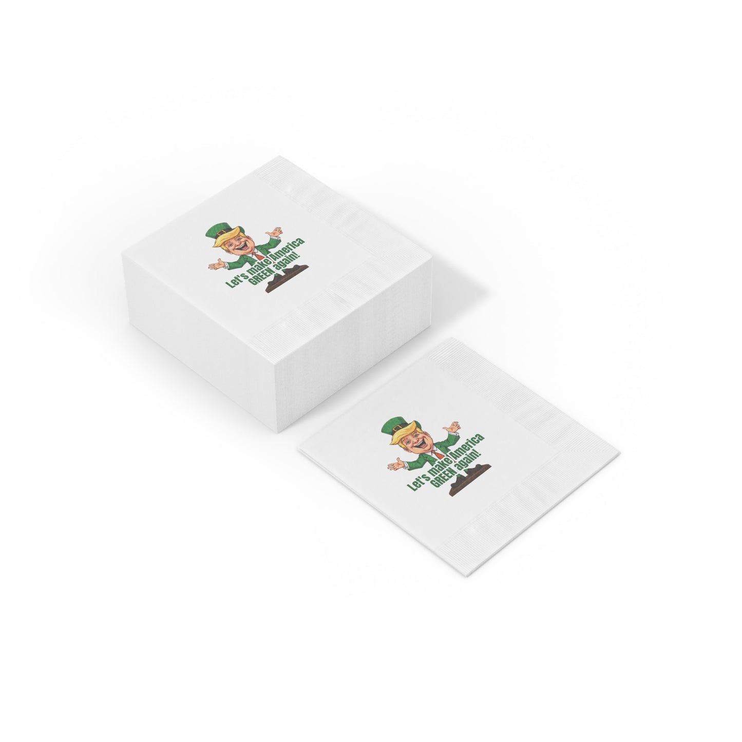 Trump St. Patrick's Day White Coined Napkins