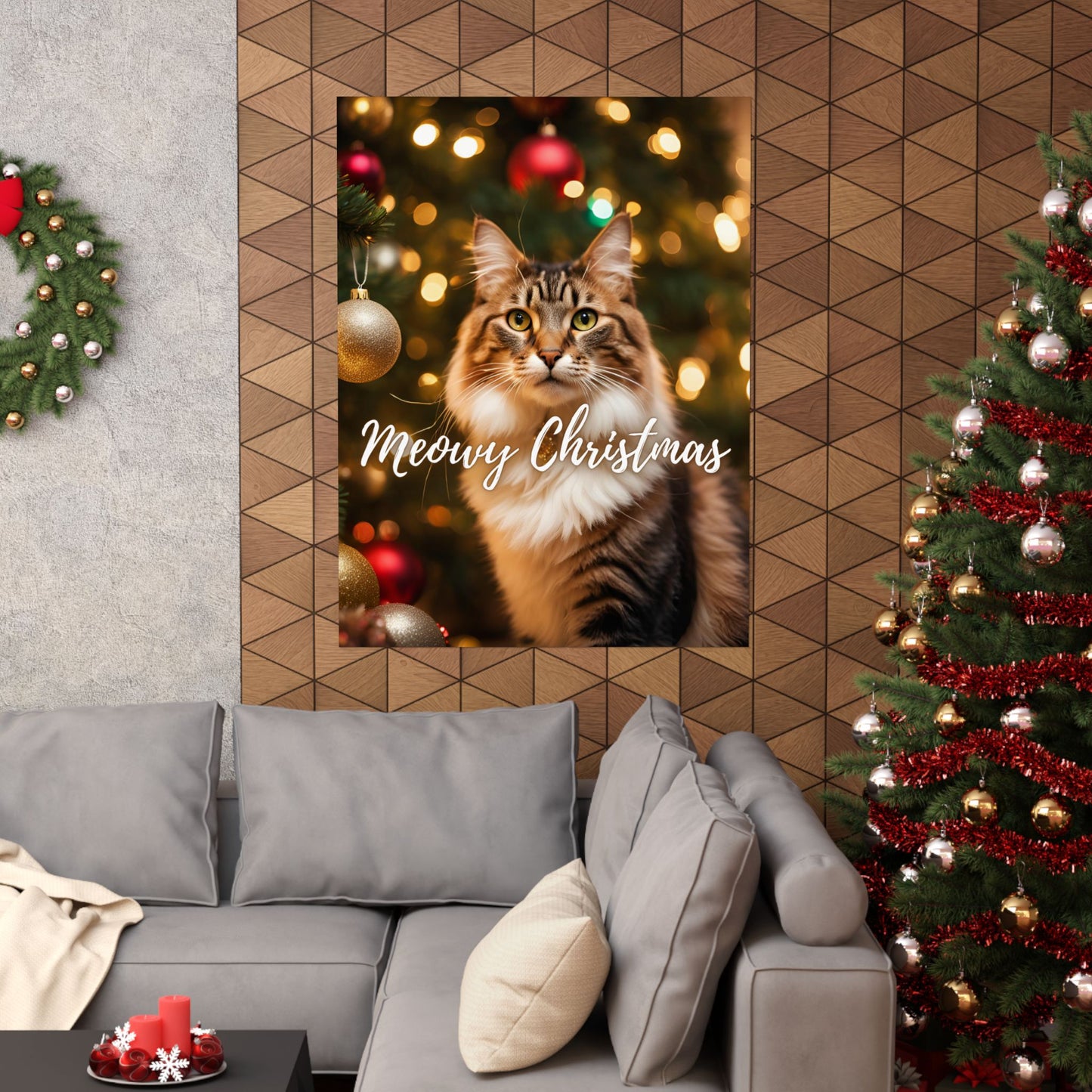 Meowy Christmas Kitty Matte Vertical Posters