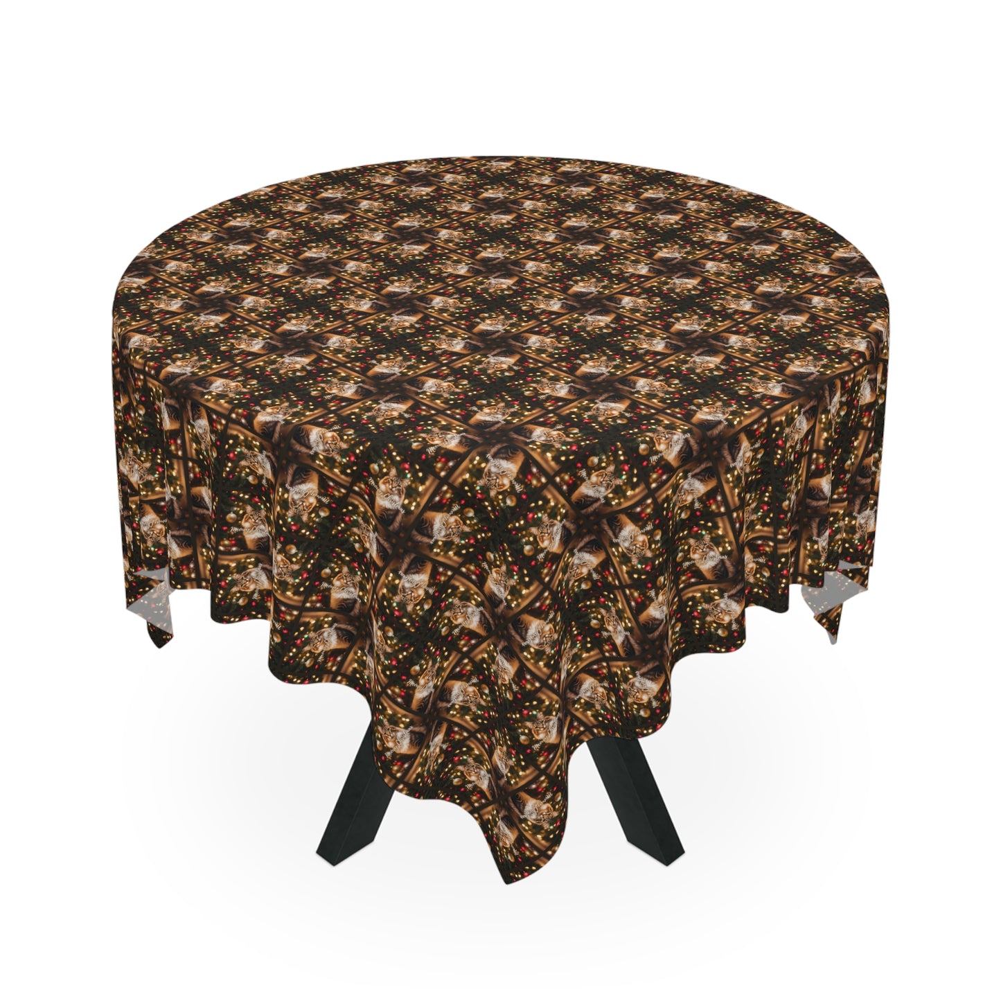 Meowy Christmas Tabby Tablecloth