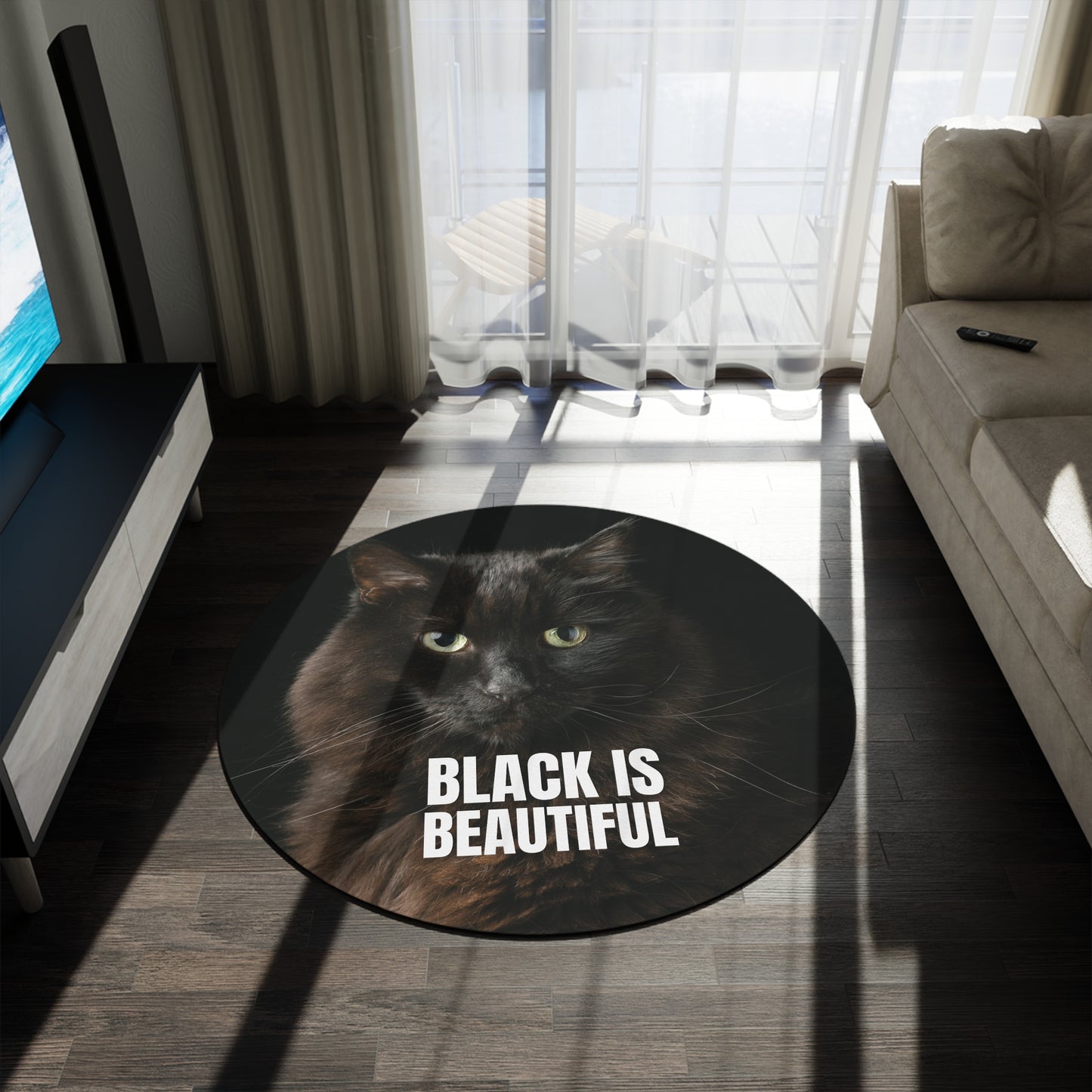 Black Cat Round Rug - 'Black Is Beautiful'