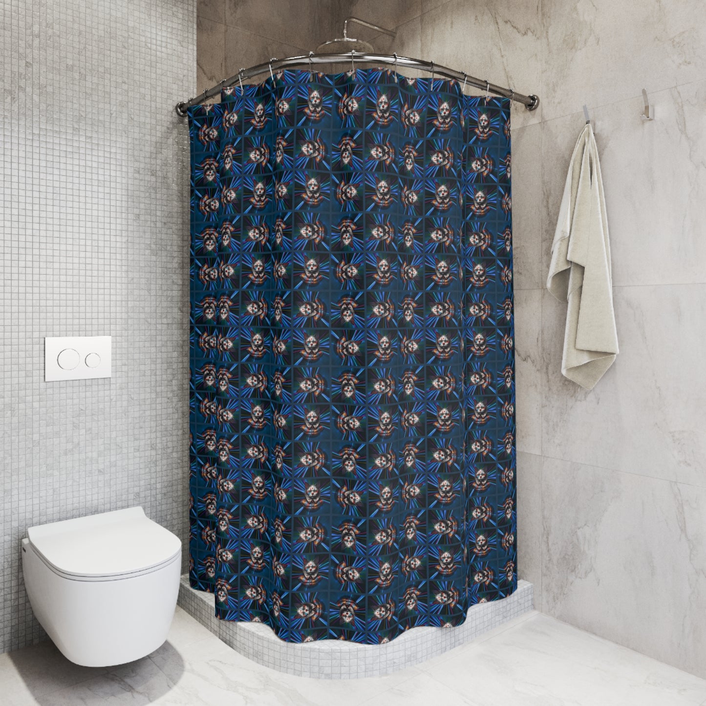 Whimsical Clown Cat Shower Curtains