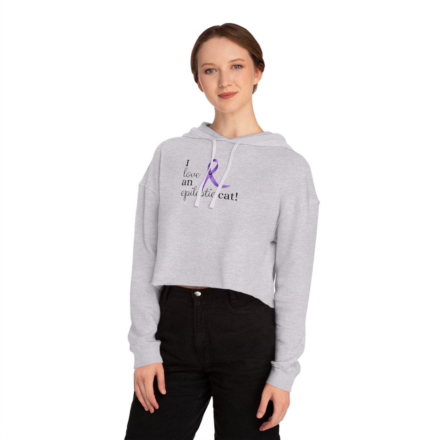 I Love an Epileptic Cat Women’s Cropped Hooded Sweatshirt