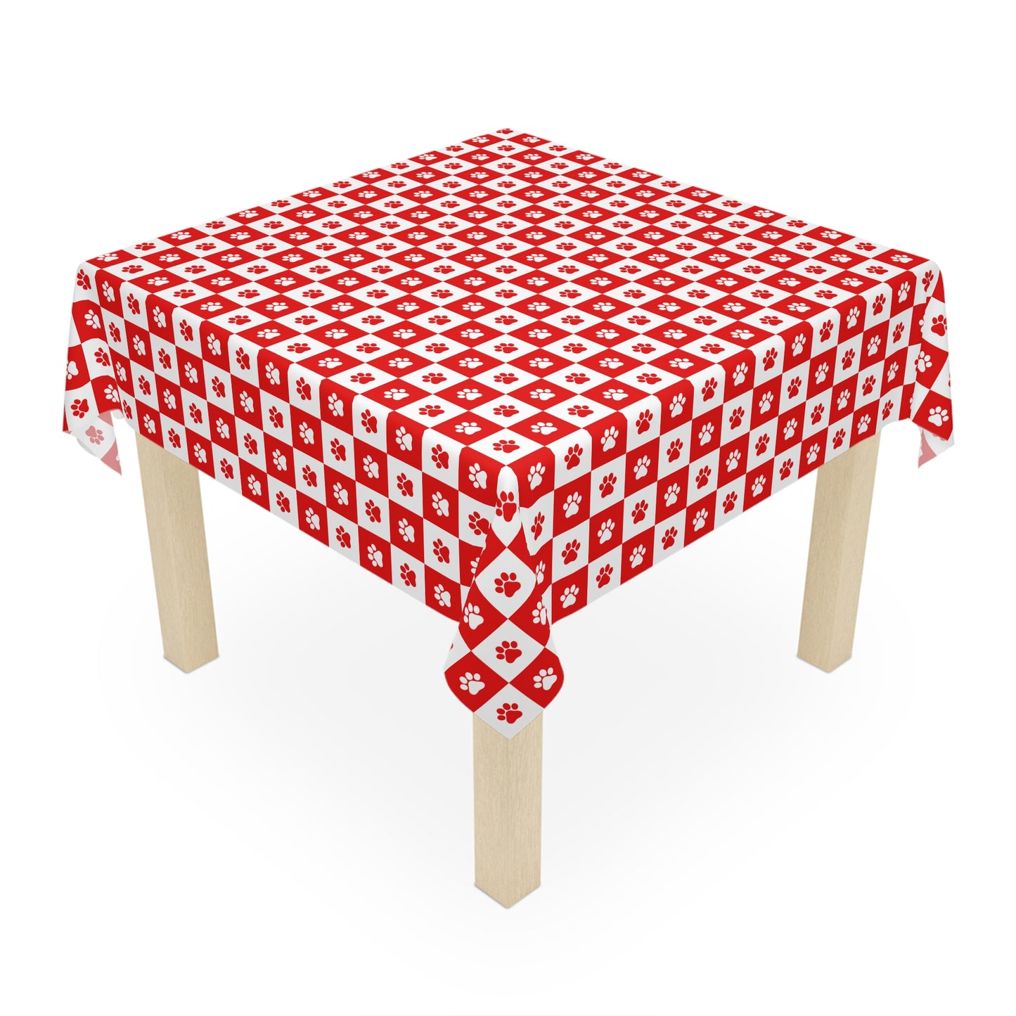 Red & White Paws Tablecloth